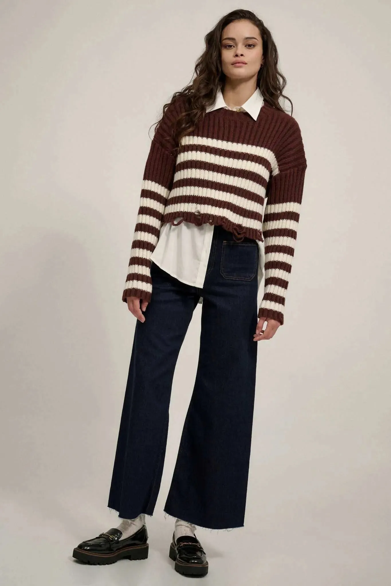Ravel Rouser Striped Rib-Knit Distressed Sweater sold by Promesa product image thumbnail 3
