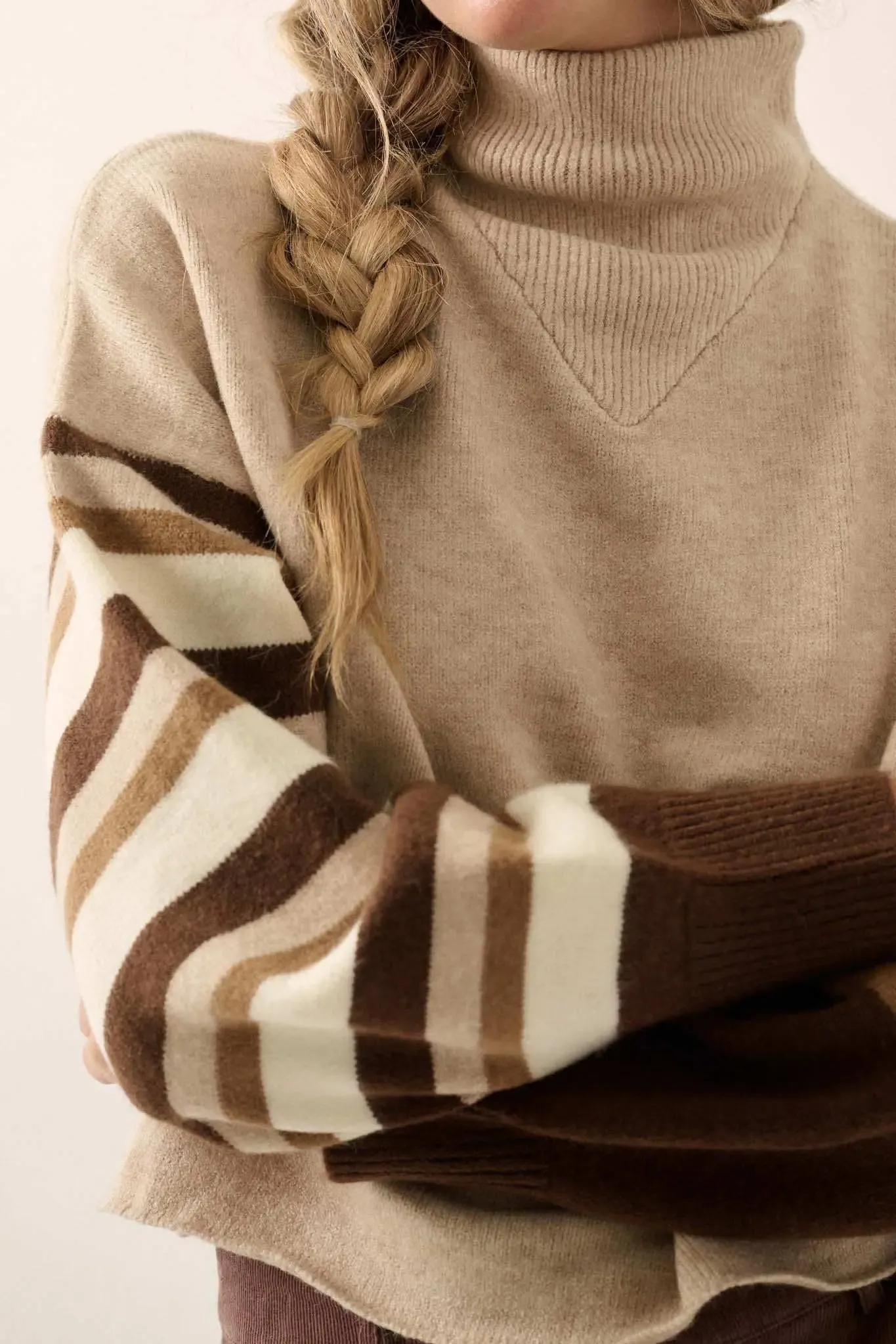 Hold On Striped Colorblock Funnel Neck Sweater sold by Promesa product image thumbnail 4