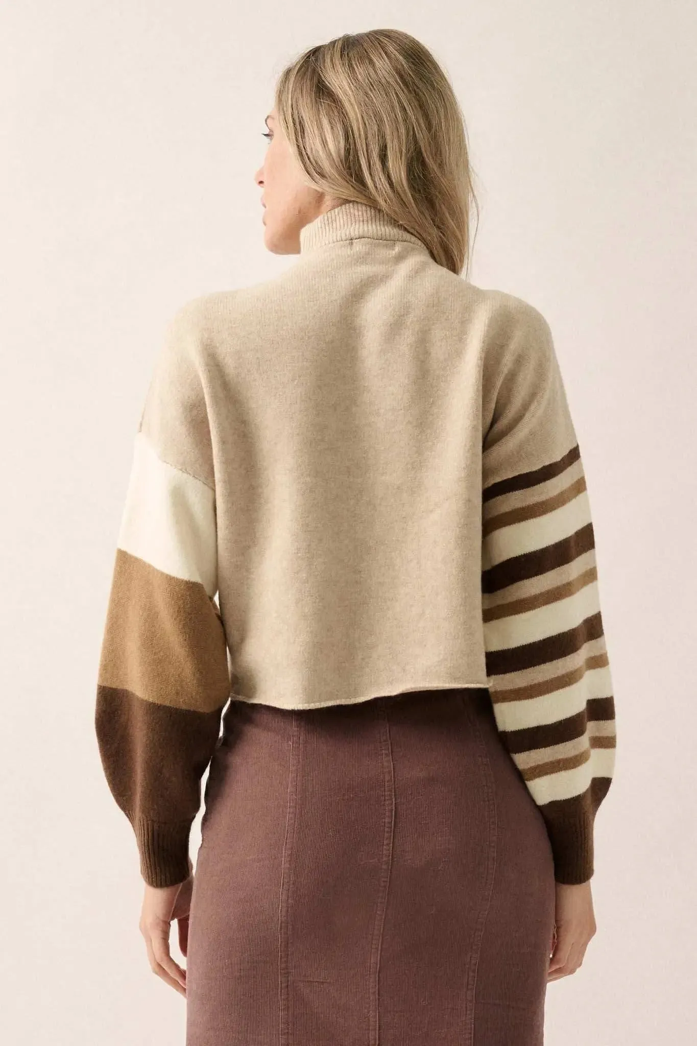 Hold On Striped Colorblock Funnel Neck Sweater sold by Promesa product image thumbnail 2