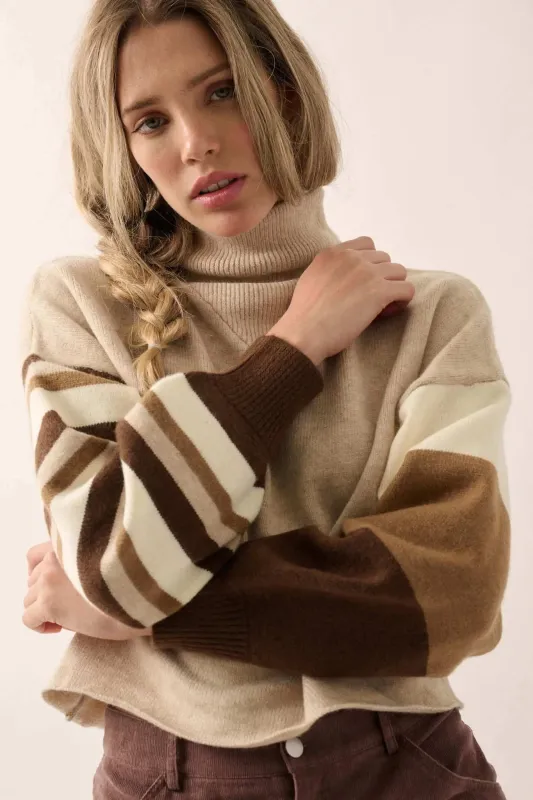 Hold On Striped Colorblock Funnel Neck Sweater sold by Promesa