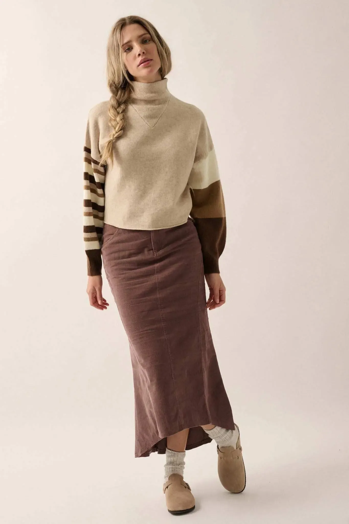 Hold On Striped Colorblock Funnel Neck Sweater sold by Promesa product image thumbnail 5