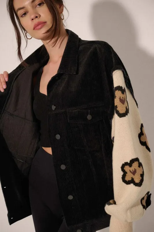 Flower and Furrow Sweater-Sleeve Corduroy Jacket sold by Promesa