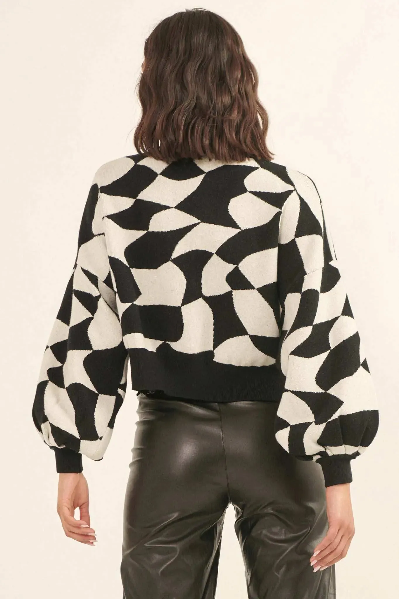 Queen's Row Abstract Checkerboard Sweater sold by Promesa product image thumbnail 2