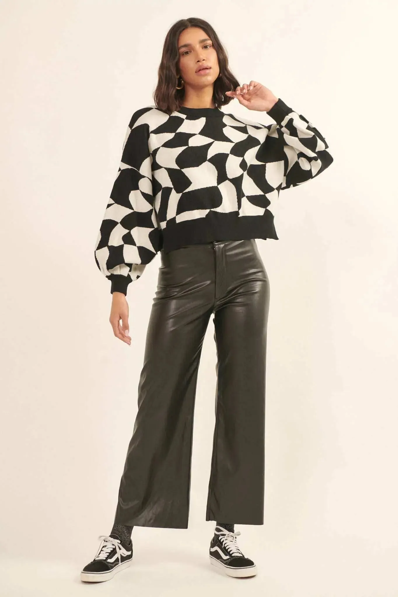 Queen's Row Abstract Checkerboard Sweater sold by Promesa product image thumbnail 3