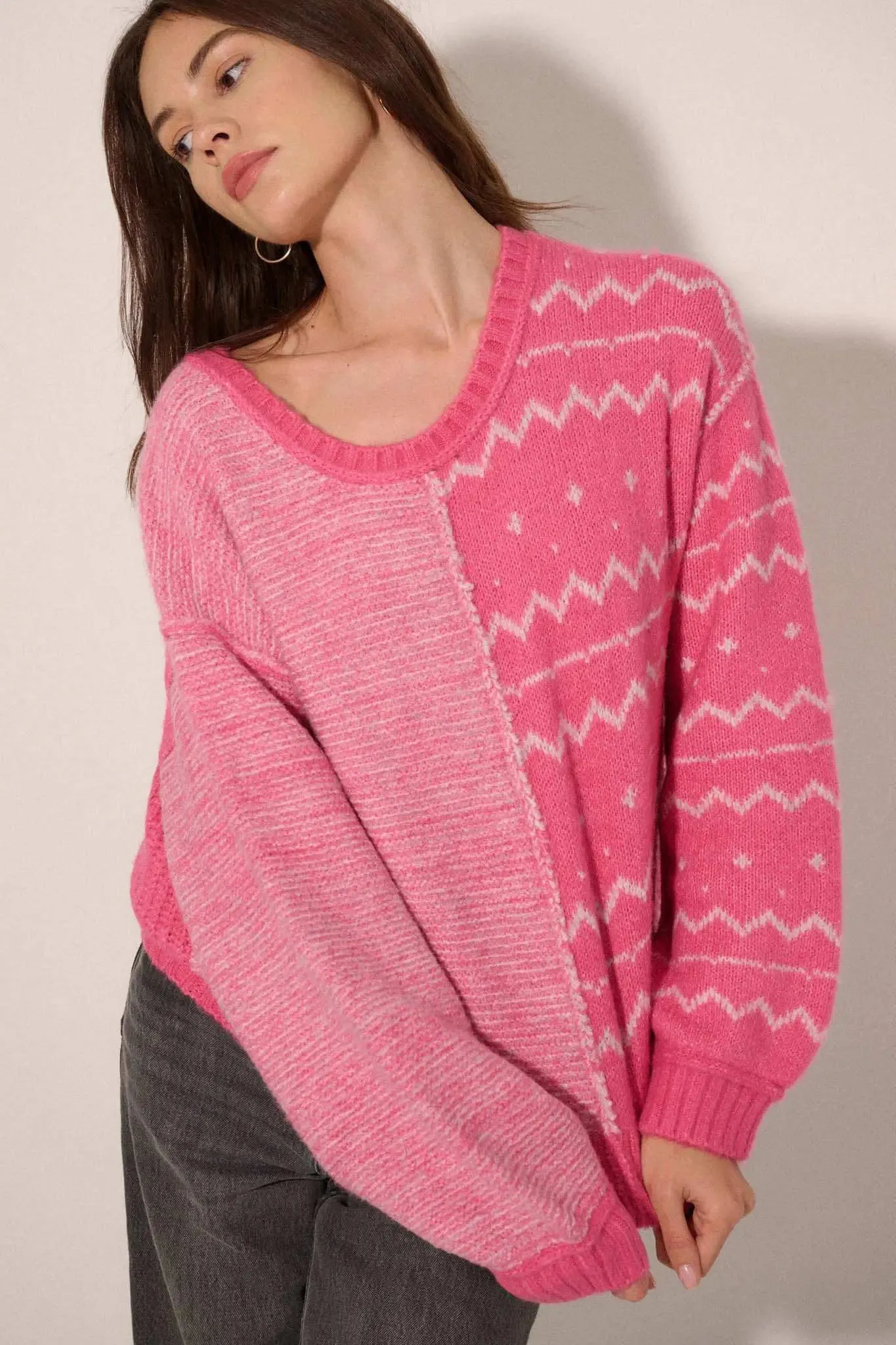 Meet Me Halfway Colorblock Geometric Sweater sold by Promesa product image thumbnail 5