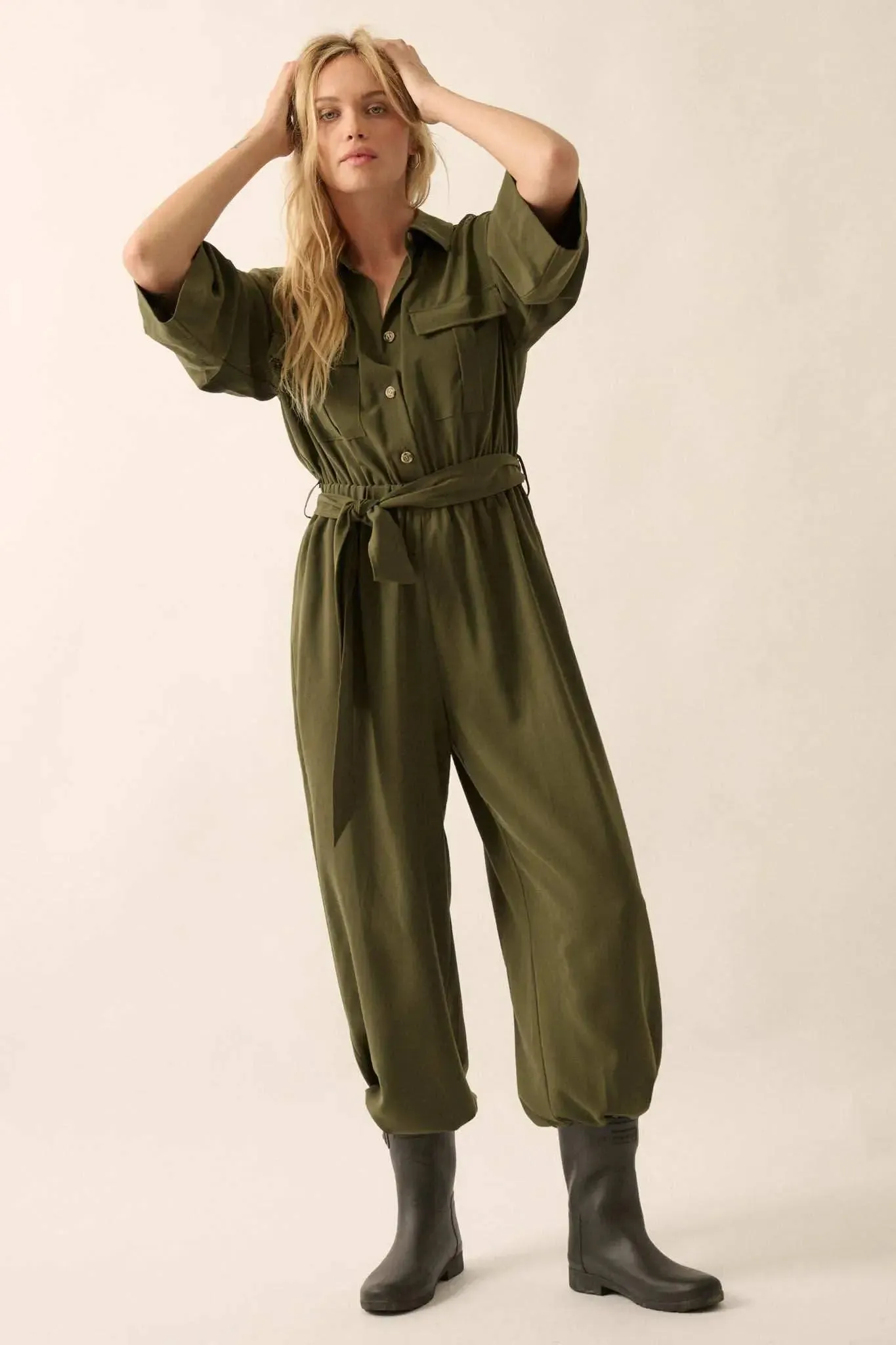 Woman's World Belted Roll-Up Jumpsuit sold by Promesa product image thumbnail 5