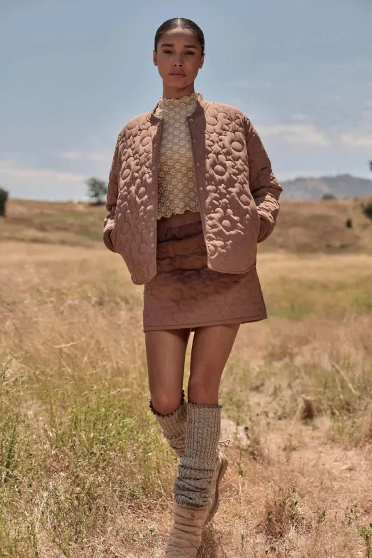 Plush Petals Floral Quilted A-Line Mini Skirt sold by Promesa