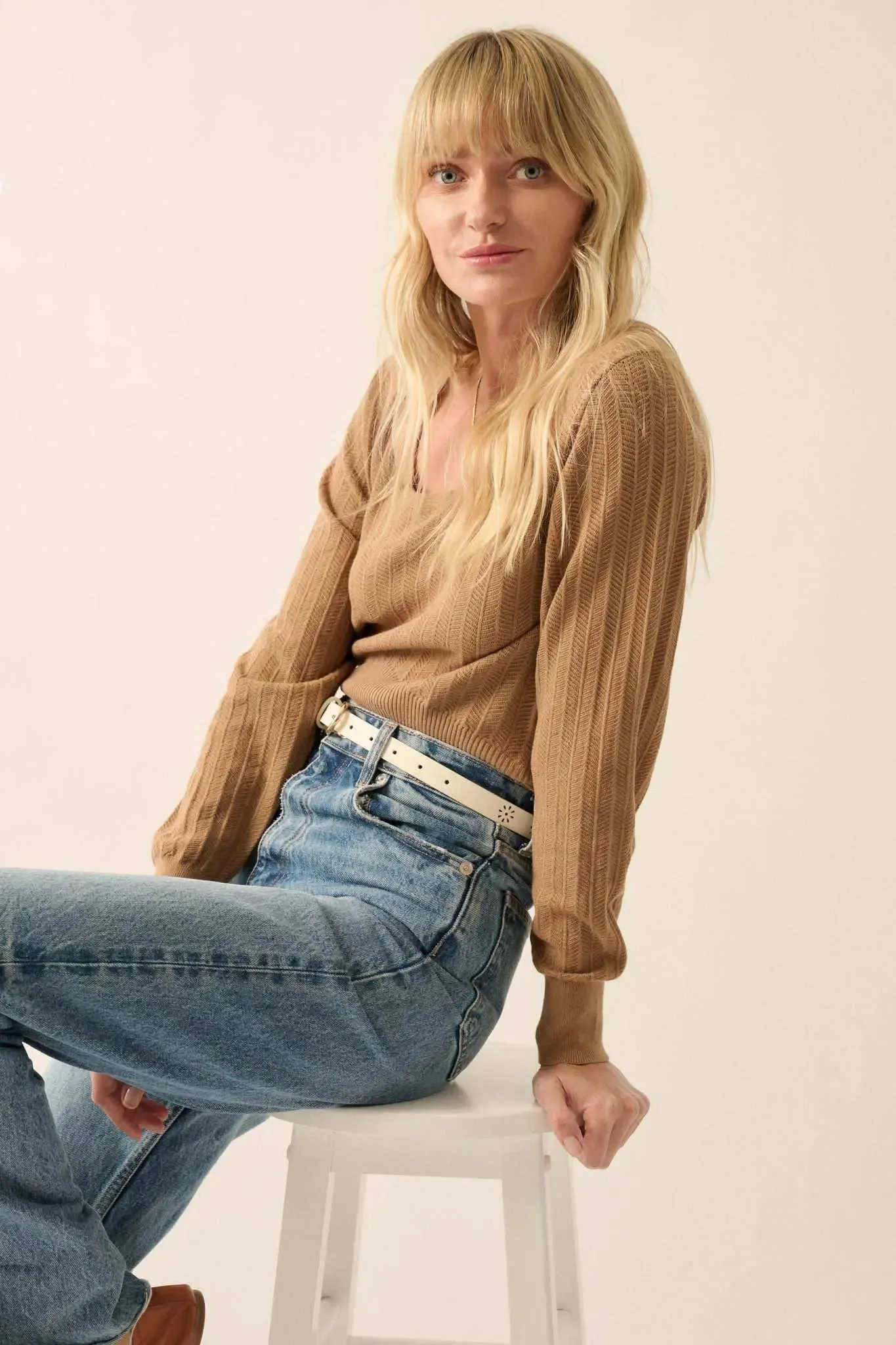Keep the Faith Herringbone Knit Sweater sold by Promesa