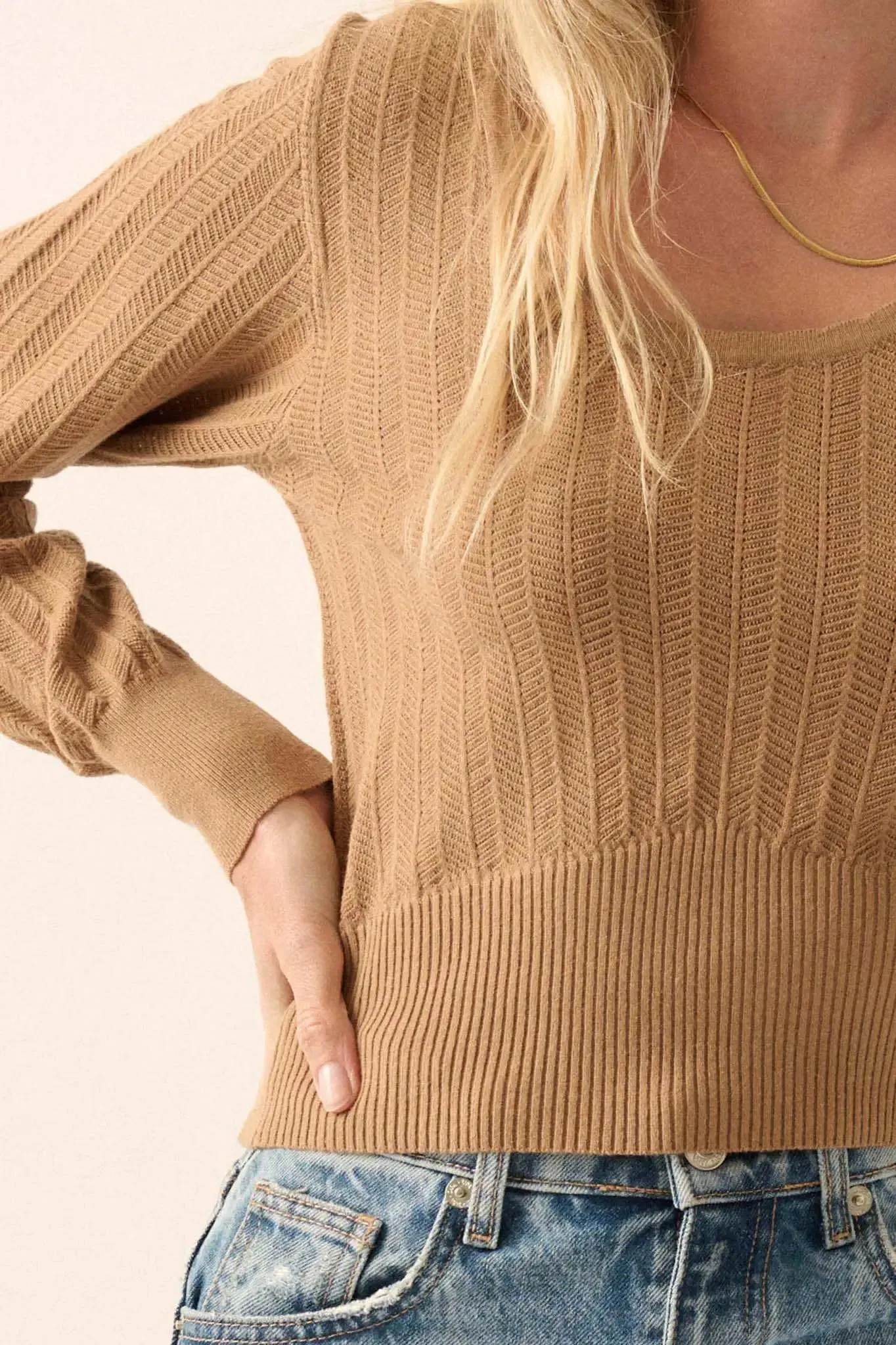 Keep the Faith Herringbone Knit Sweater sold by Promesa product image thumbnail 3