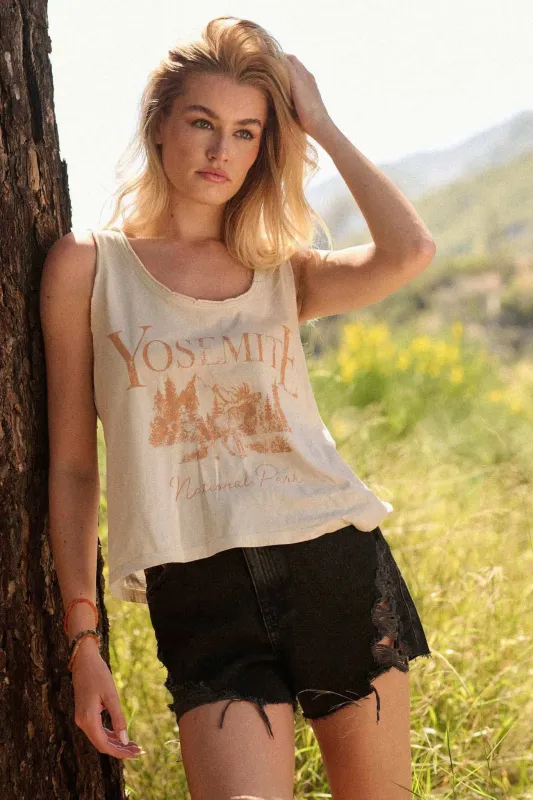 Yosemite National Park Raw-Edge Graphic Tank Top sold by Promesa