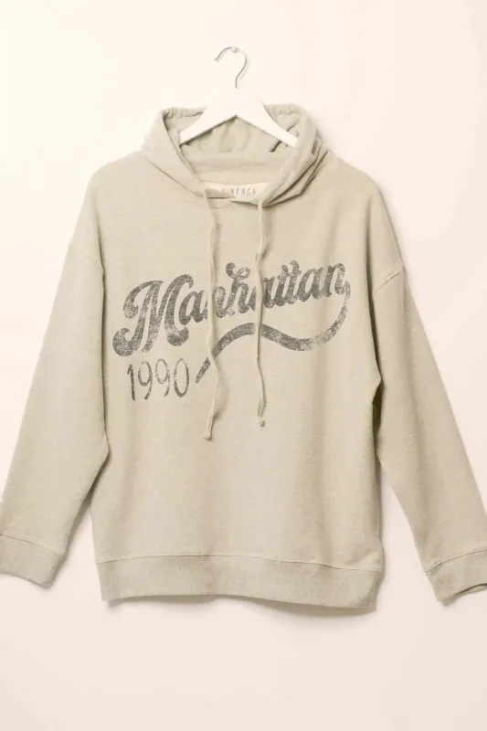 Manhattan 1990 Vintage-Print Graphic Hoodie sold by Promesa