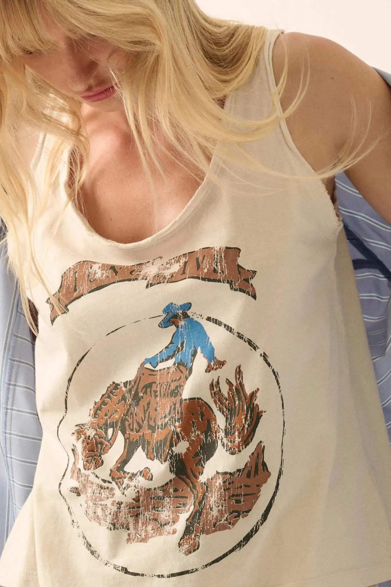 Long Live Cowboys Raw-Edge Graphic Tank Top sold by Promesa product image thumbnail 2