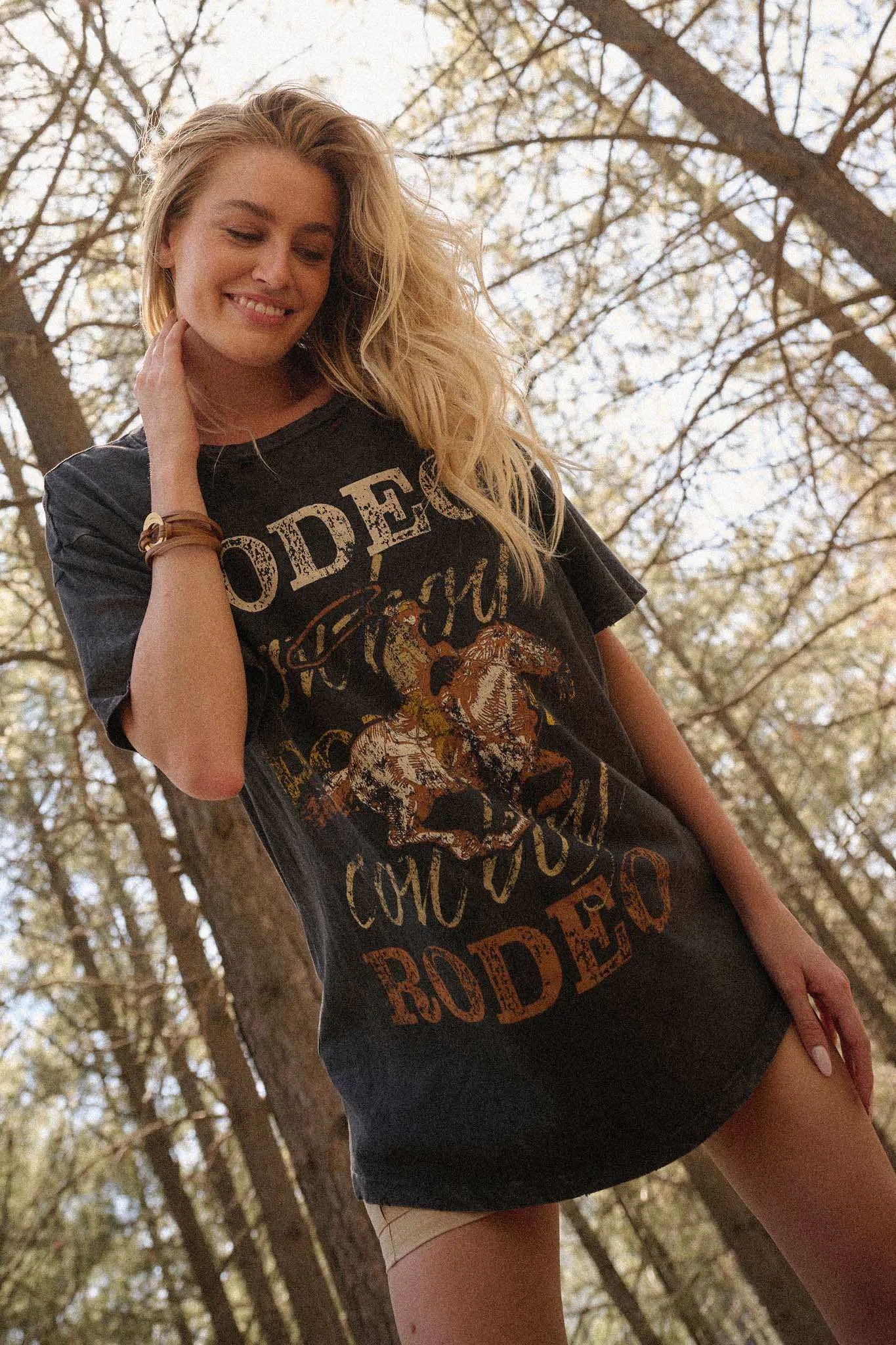 Rodeo Cowboy Distressed Oversize Graphic Tee sold by Promesa