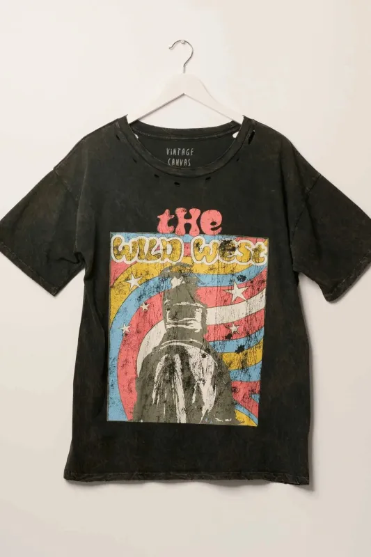 Wild West Distressed Oversize Graphic Tee sold by Promesa