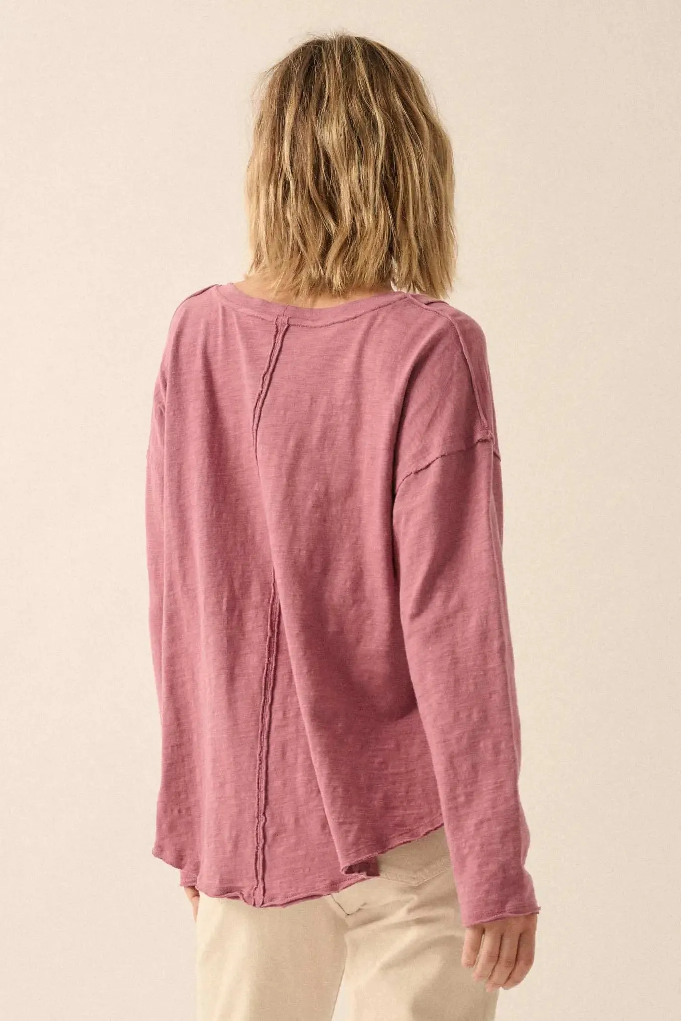 Easy Fit Cotton Slub Exposed-Seam Long-Sleeve Tee sold by Promesa product image thumbnail 5