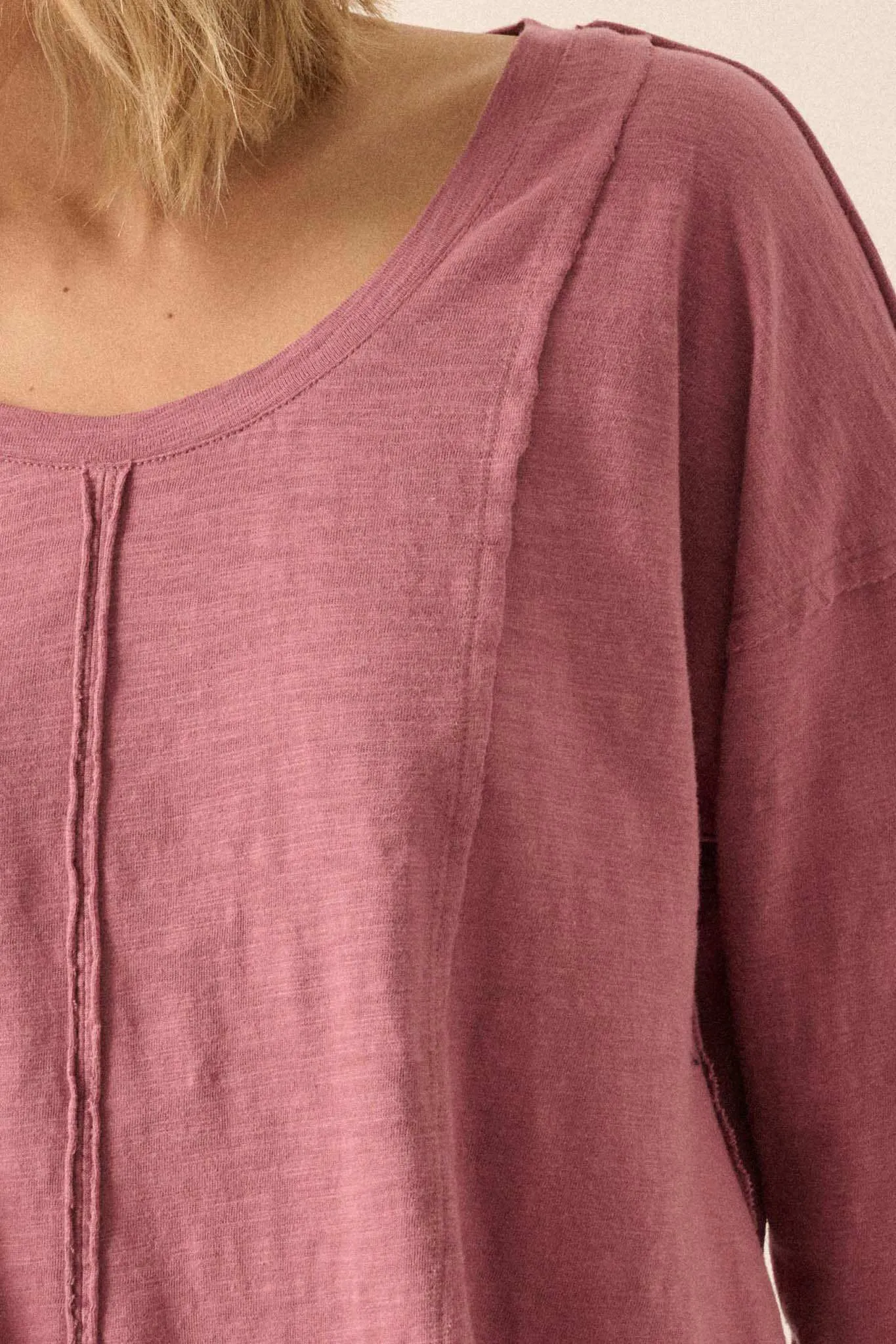 Easy Fit Cotton Slub Exposed-Seam Long-Sleeve Tee sold by Promesa product image thumbnail 3