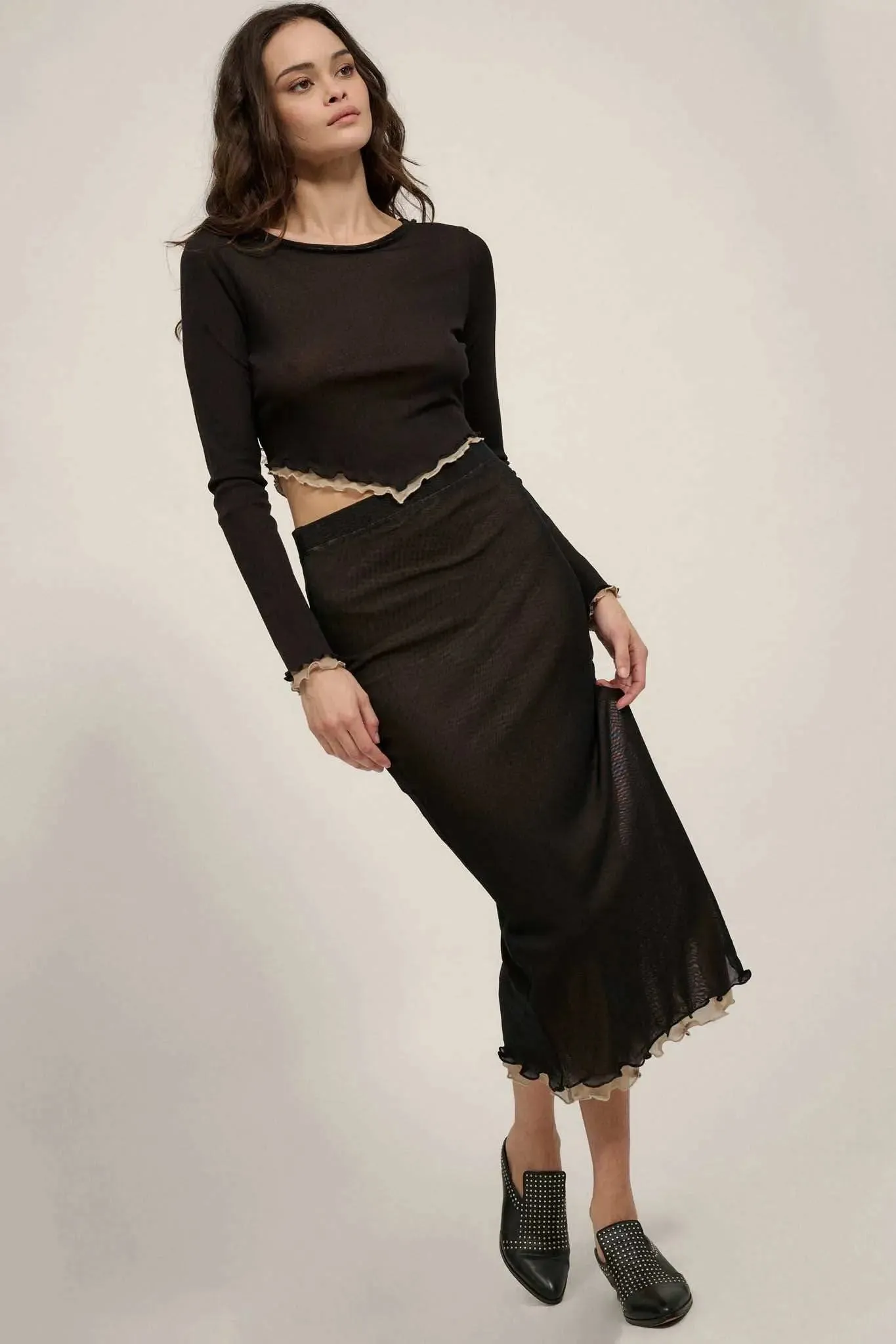 Sheer Perfection Layered Mesh Midi Pencil Skirt sold by Promesa product image thumbnail 4