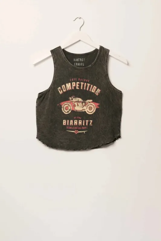 Biarritz Surfing Lettuce-Edge Graphic Tank Top made by Promesa