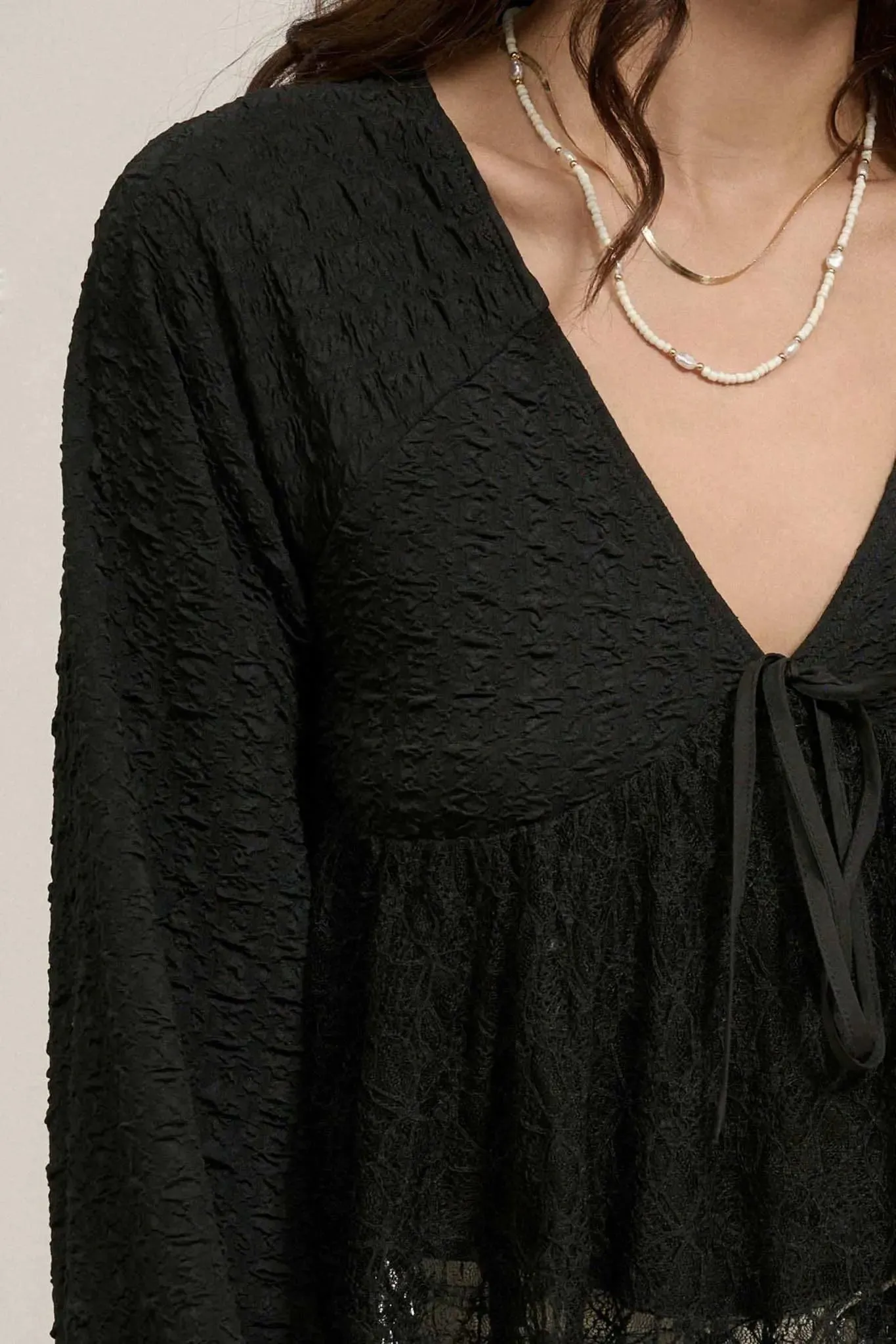 Dream Dolly Lace Ruffle Textured Peasant Top sold by Promesa product image thumbnail 4