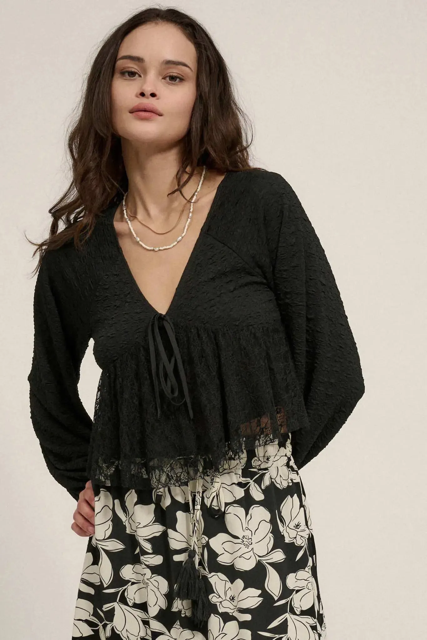Dream Dolly Lace Ruffle Textured Peasant Top sold by Promesa product image thumbnail 3