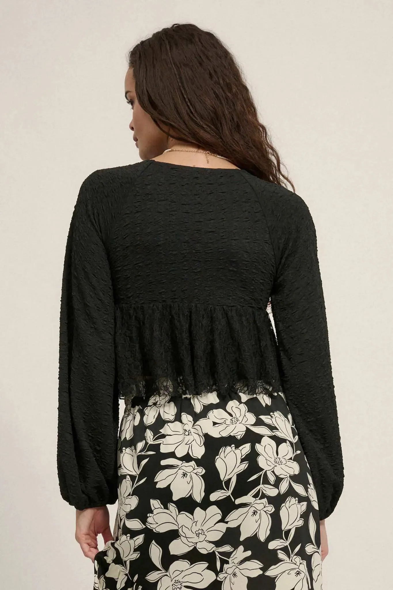 Dream Dolly Lace Ruffle Textured Peasant Top sold by Promesa product image thumbnail 2