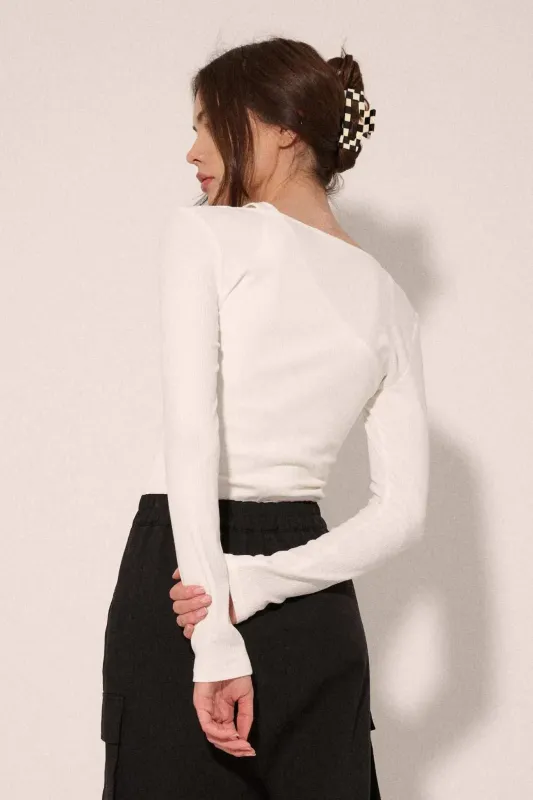 Promise the Label Rib-Knit Layered Asymmetrical Top sold by Promesa
