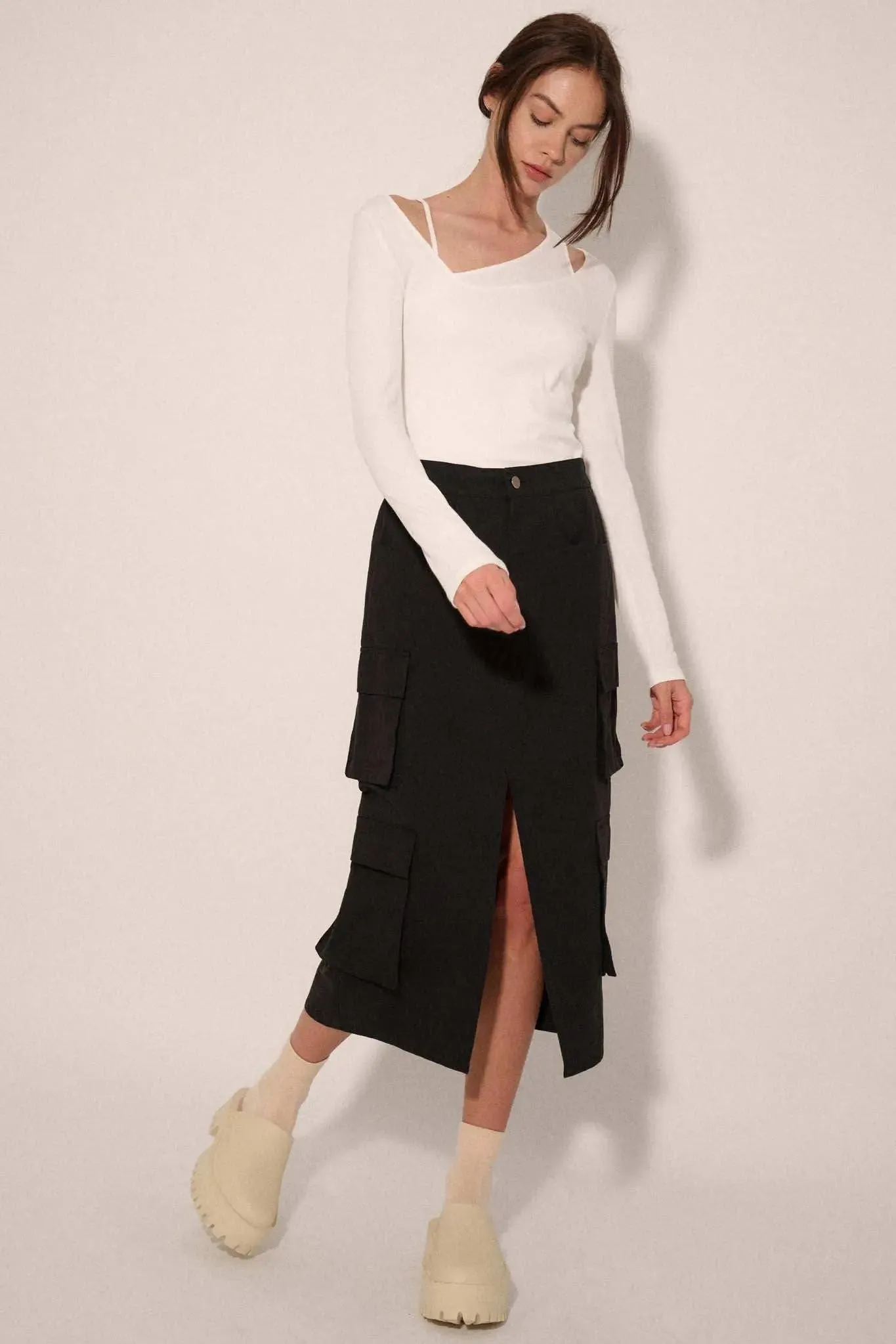 Practically Perfect Cargo Midi Pencil Skirt sold by Promesa