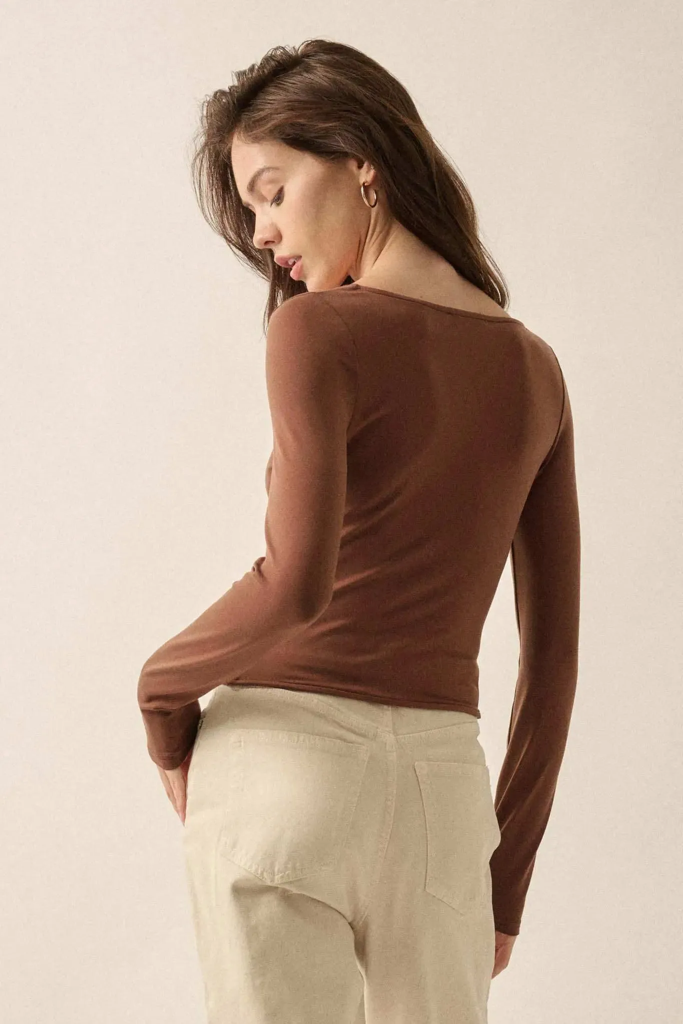 Lifted Fit Corset-Detail Long-Sleeve Top sold by Promesa product image thumbnail 2