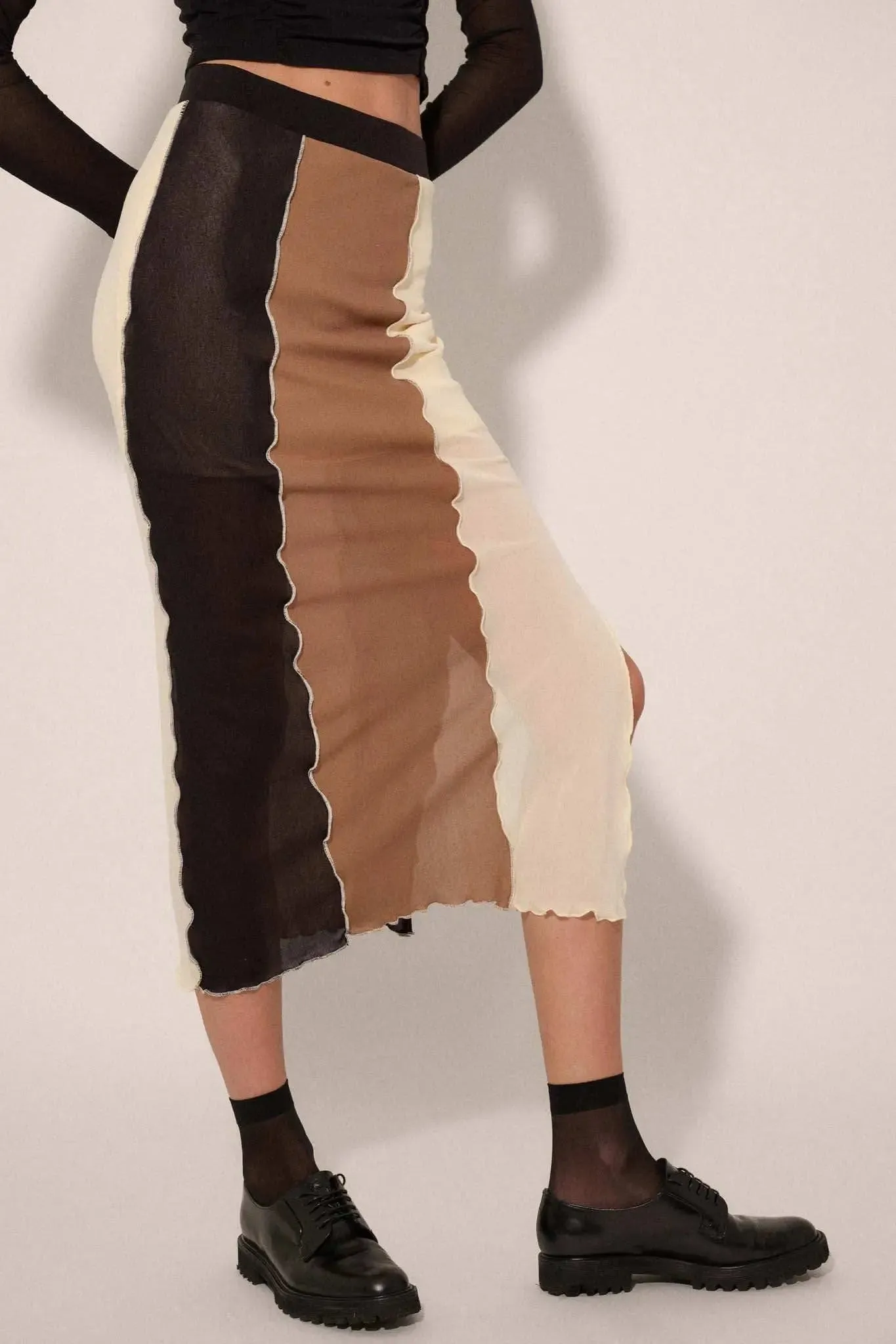 Neutral Territory Colorblock Mesh Midi Skirt sold by Promesa product image thumbnail 2