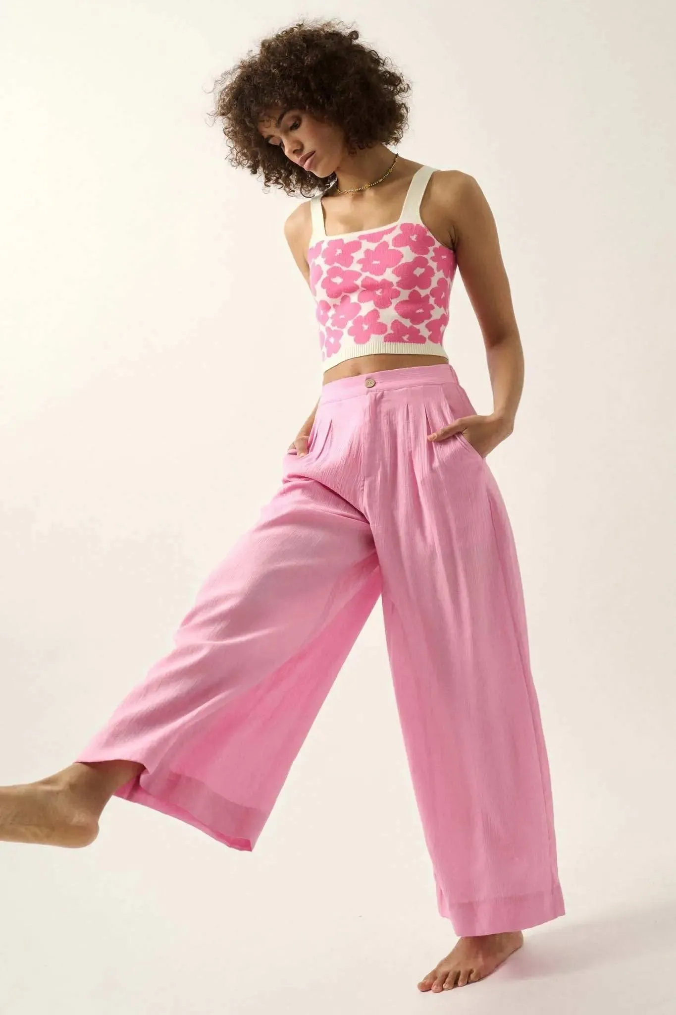 Walk of Life Textured Crepe Wide-Leg Pants sold by Promesa product image thumbnail 3