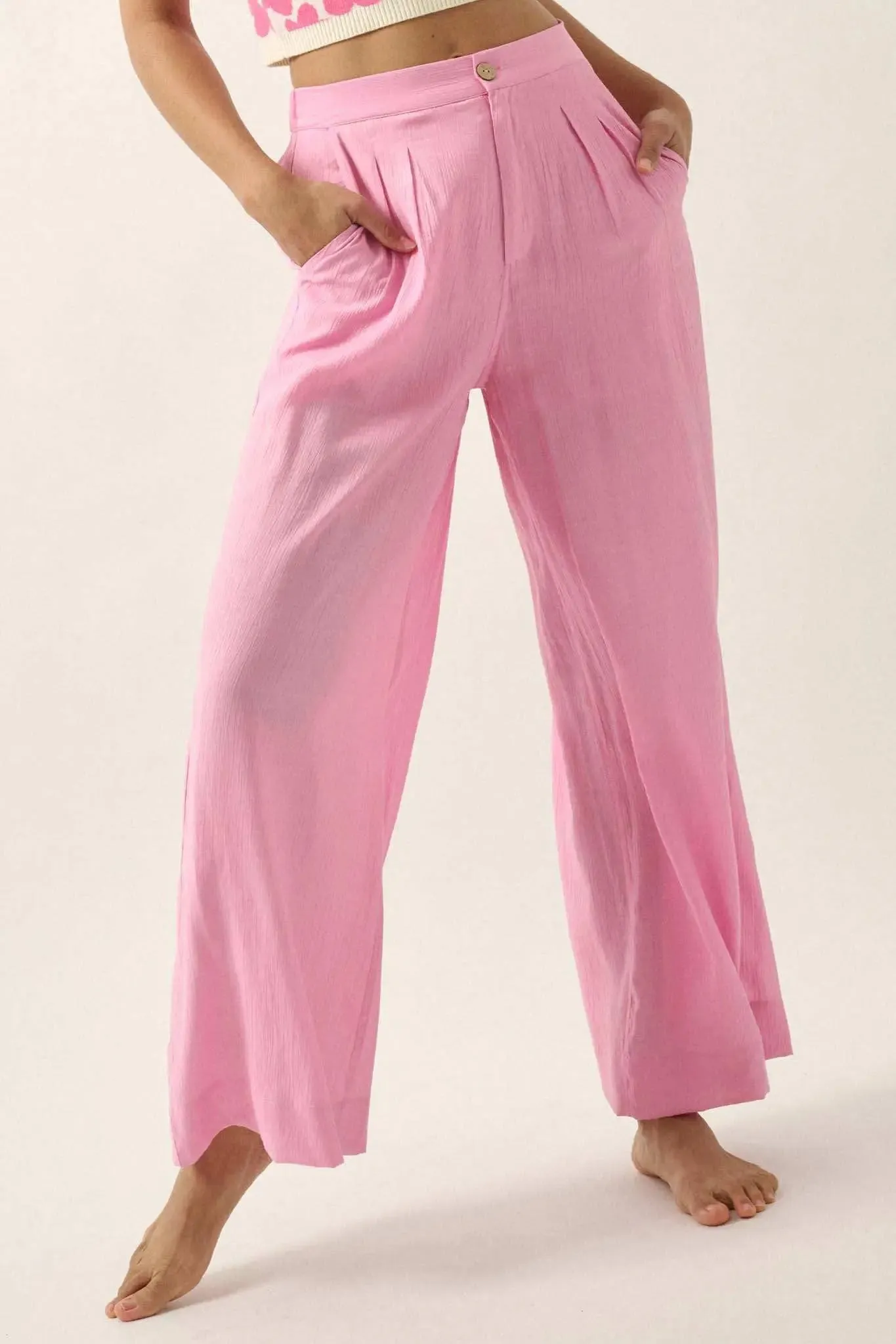 Walk of Life Textured Crepe Wide-Leg Pants sold by Promesa product image thumbnail 4