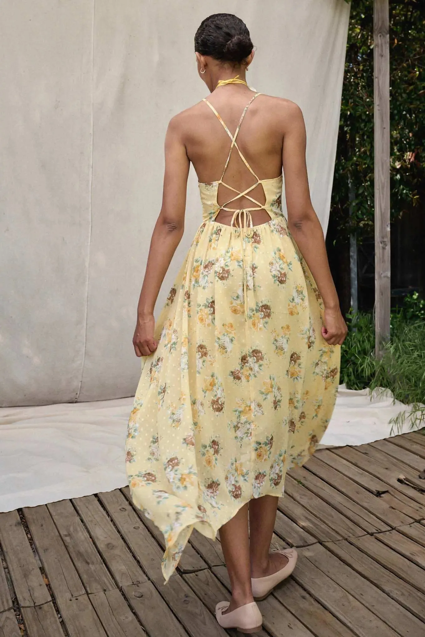 Fresh Roses Floral Swiss Dot Chiffon Maxi Dress sold by Promesa product image thumbnail 2