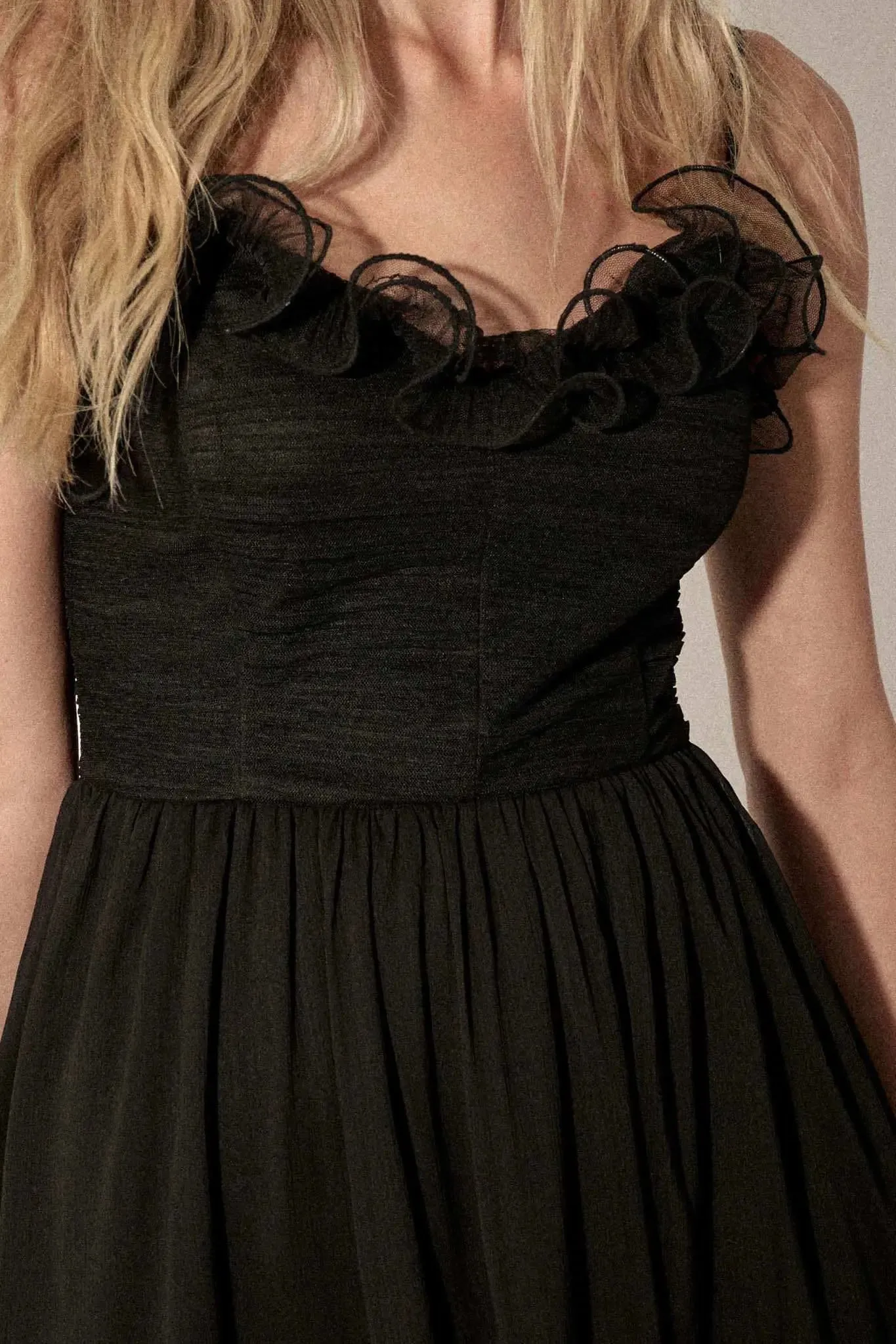 Night Music Ruffled Chiffon Mini Skater Dress sold by Promesa product image thumbnail 5
