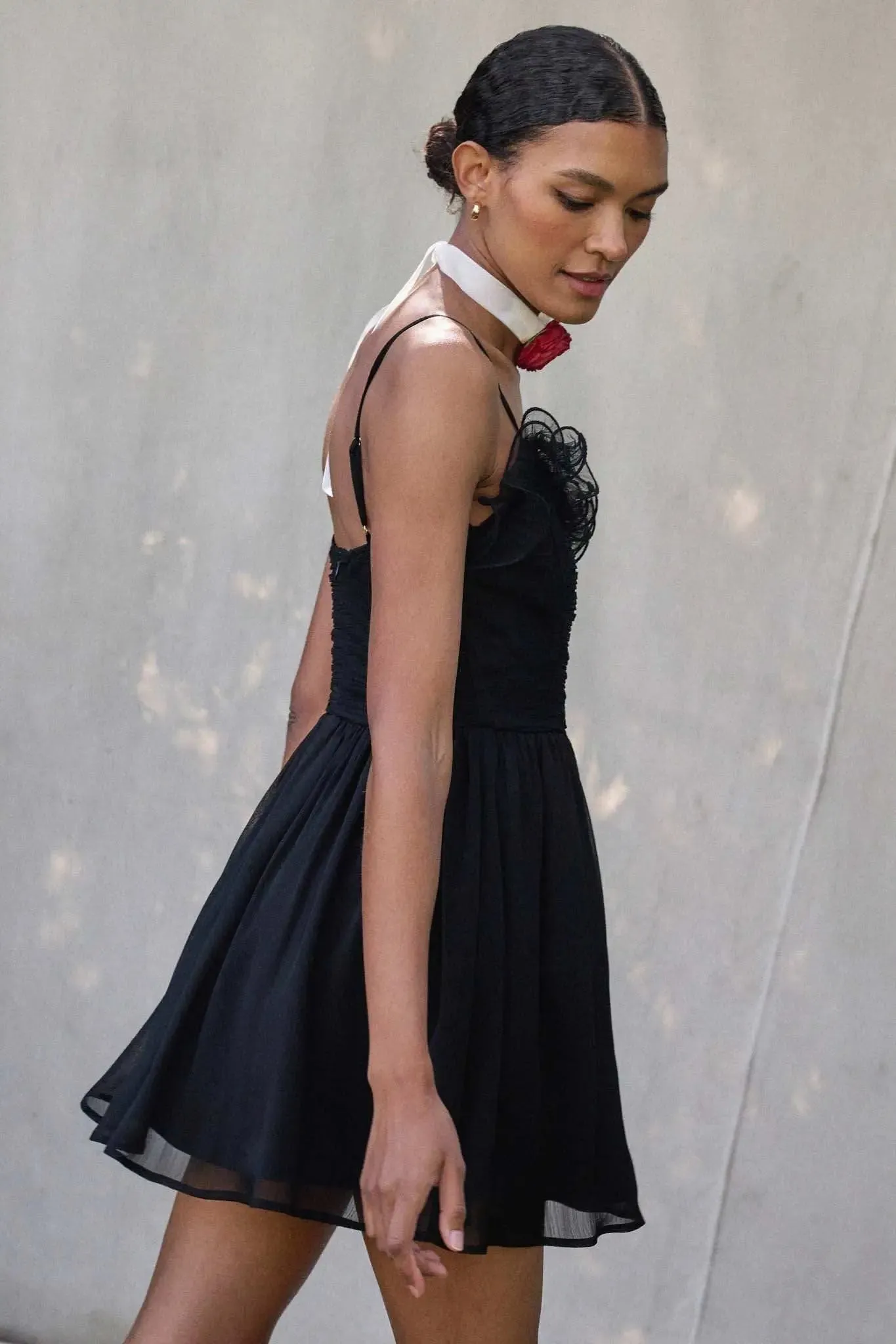 Night Music Ruffled Chiffon Mini Skater Dress sold by Promesa product image thumbnail 2