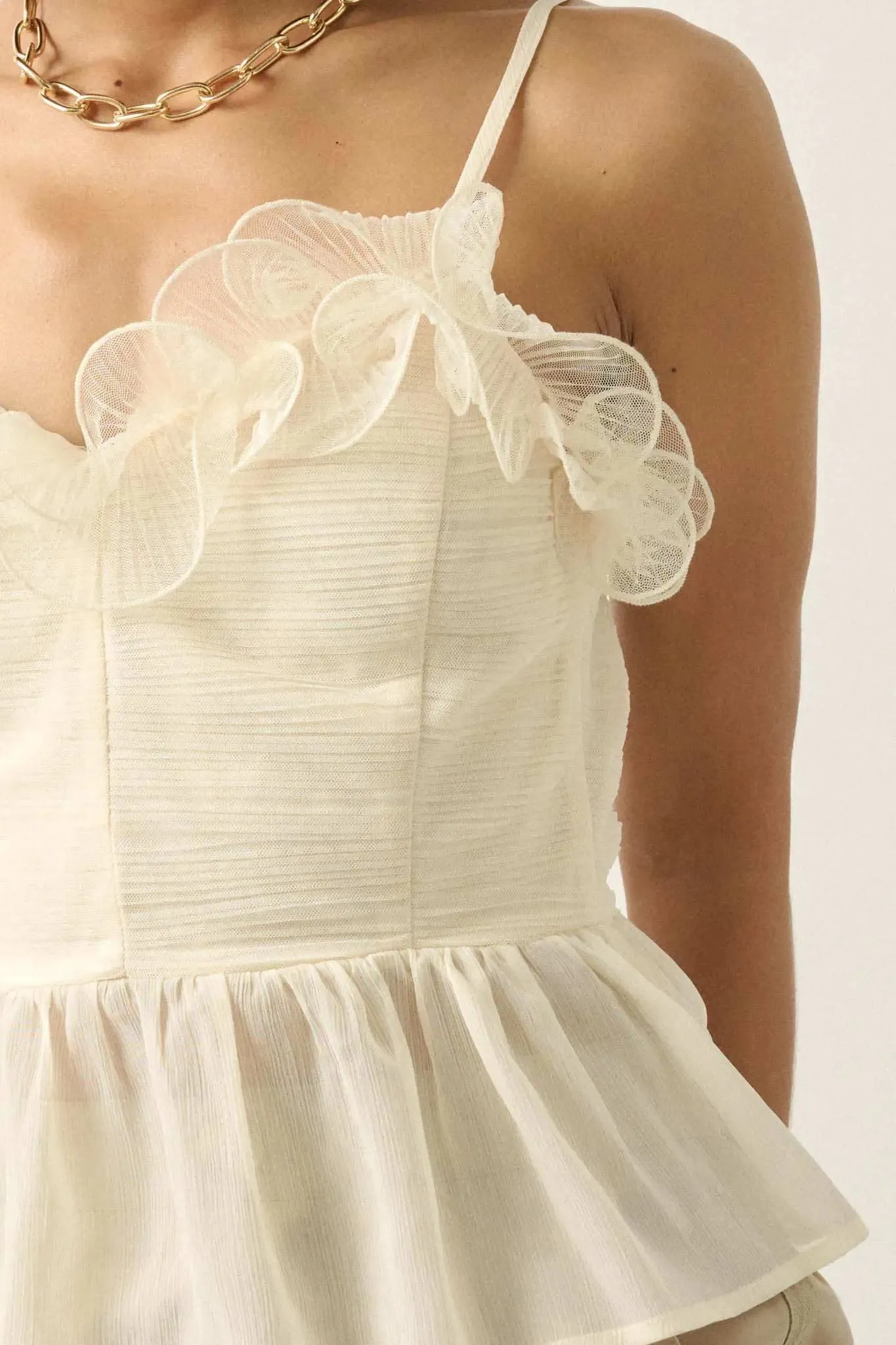 Sunrise Serenade Ruffled Chiffon Peplum Cami Top sold by Promesa product image thumbnail 4