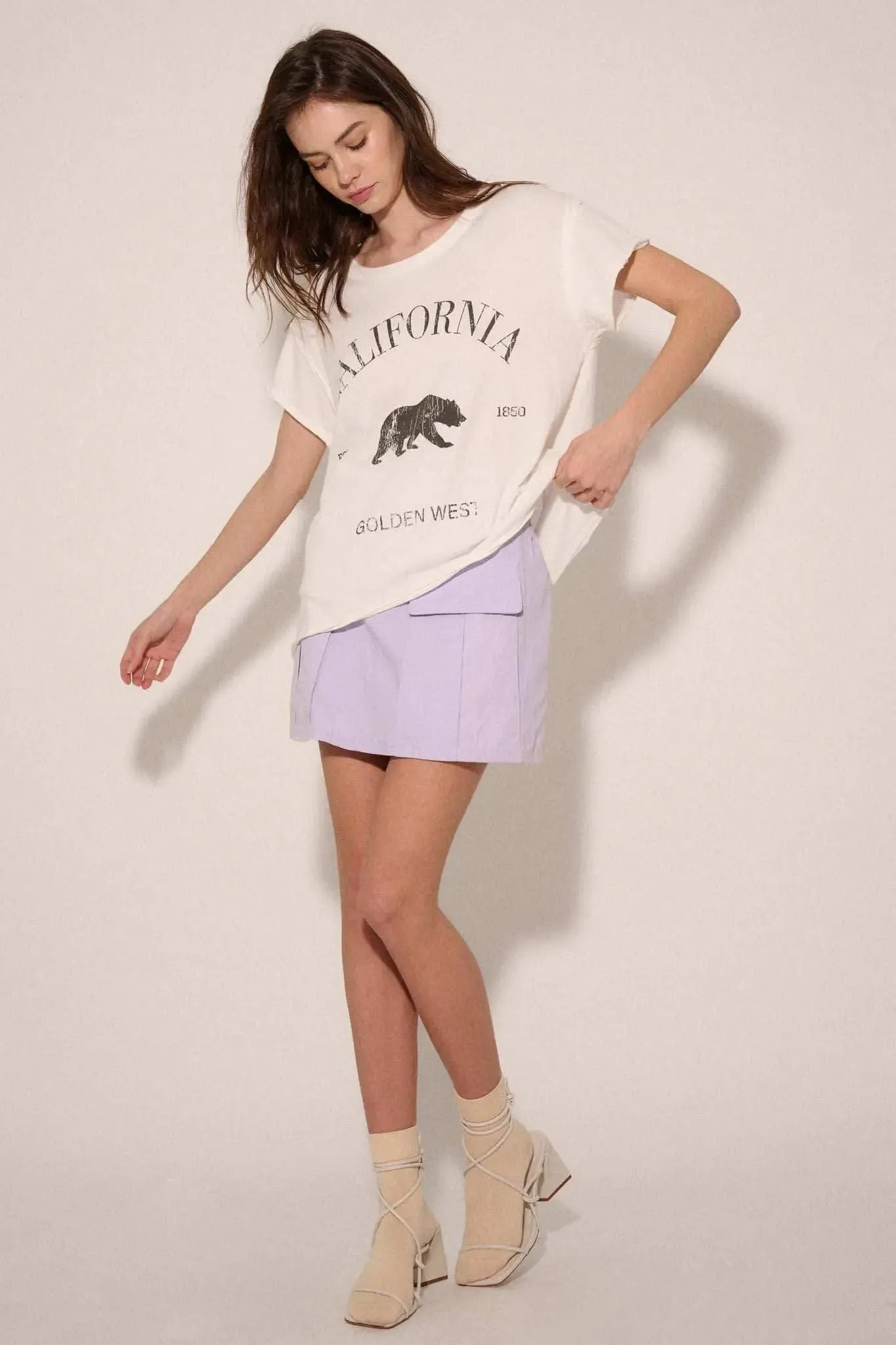 California Bear Vintage-Print Raw-Edge Graphic Tee sold by Promesa product image thumbnail 3