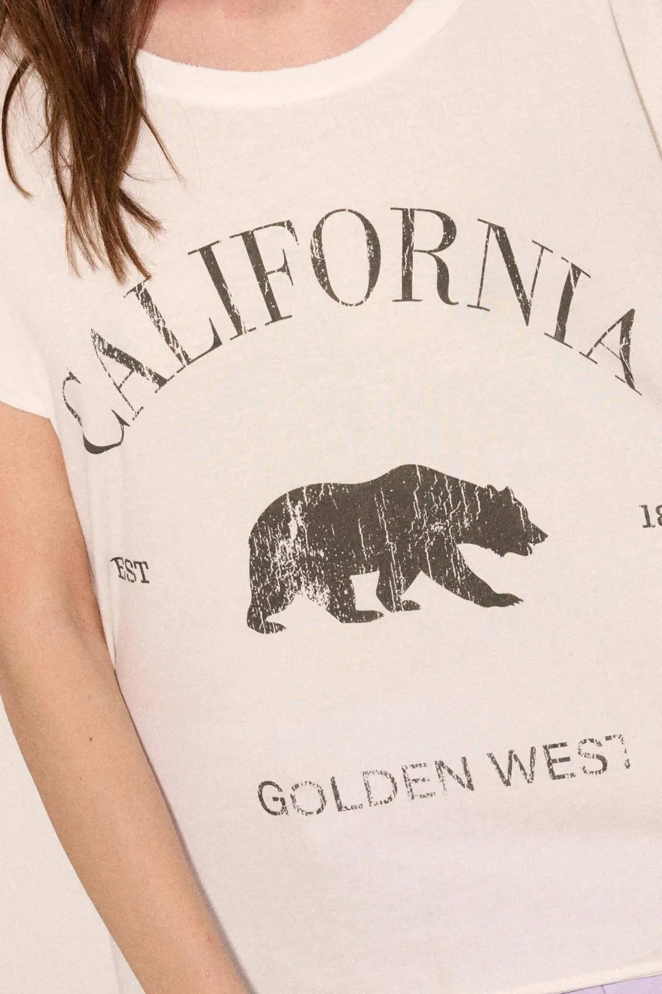 California Bear Vintage-Print Raw-Edge Graphic Tee sold by Promesa product image thumbnail 2