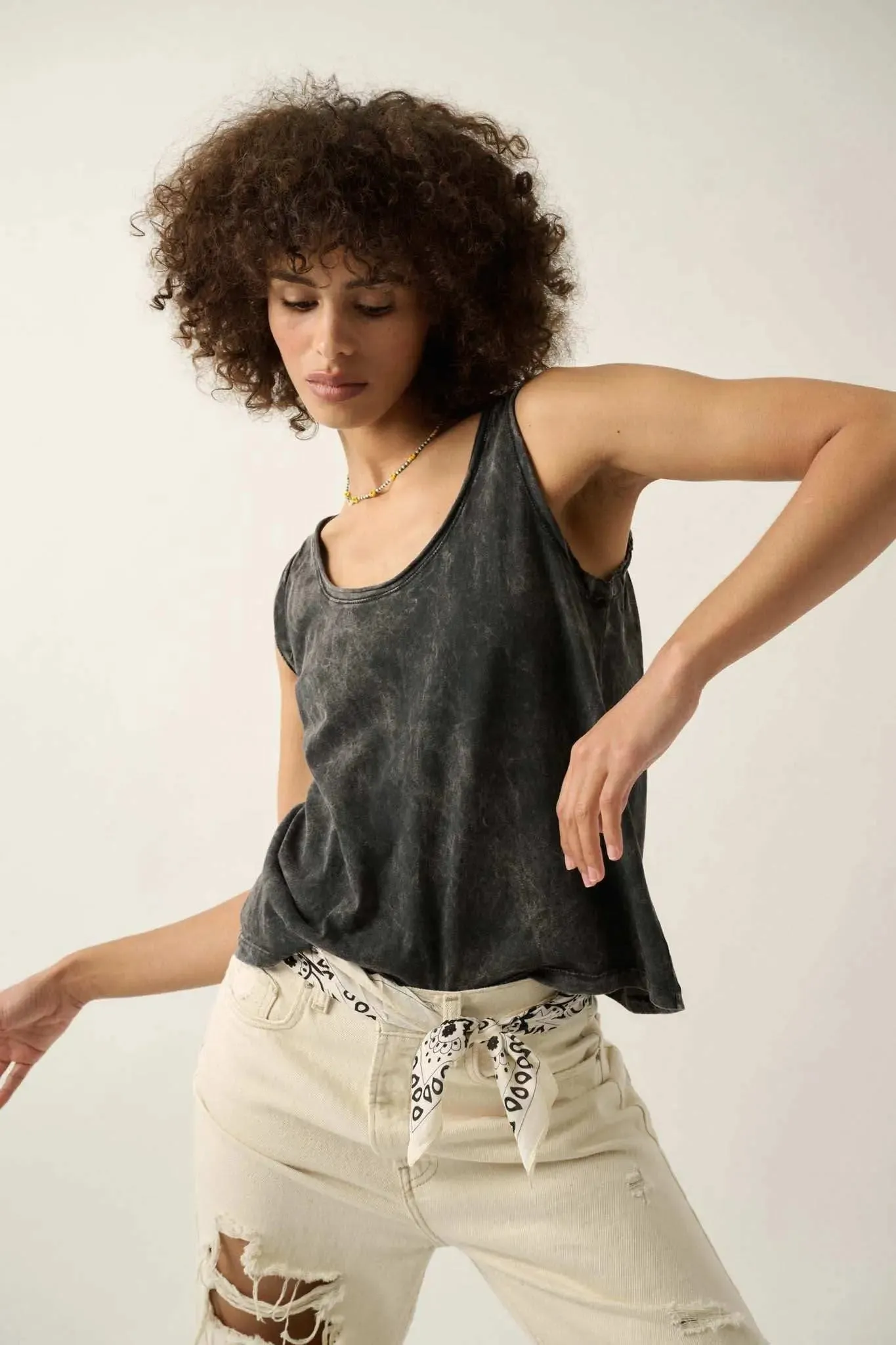 Tanks a Lot Vintage-Wash Raw-Edge Tank Top sold by Promesa product image thumbnail 2