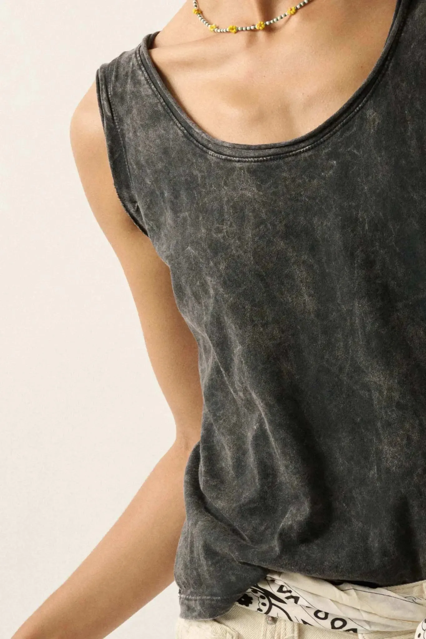 Tanks a Lot Vintage-Wash Raw-Edge Tank Top sold by Promesa product image thumbnail 4