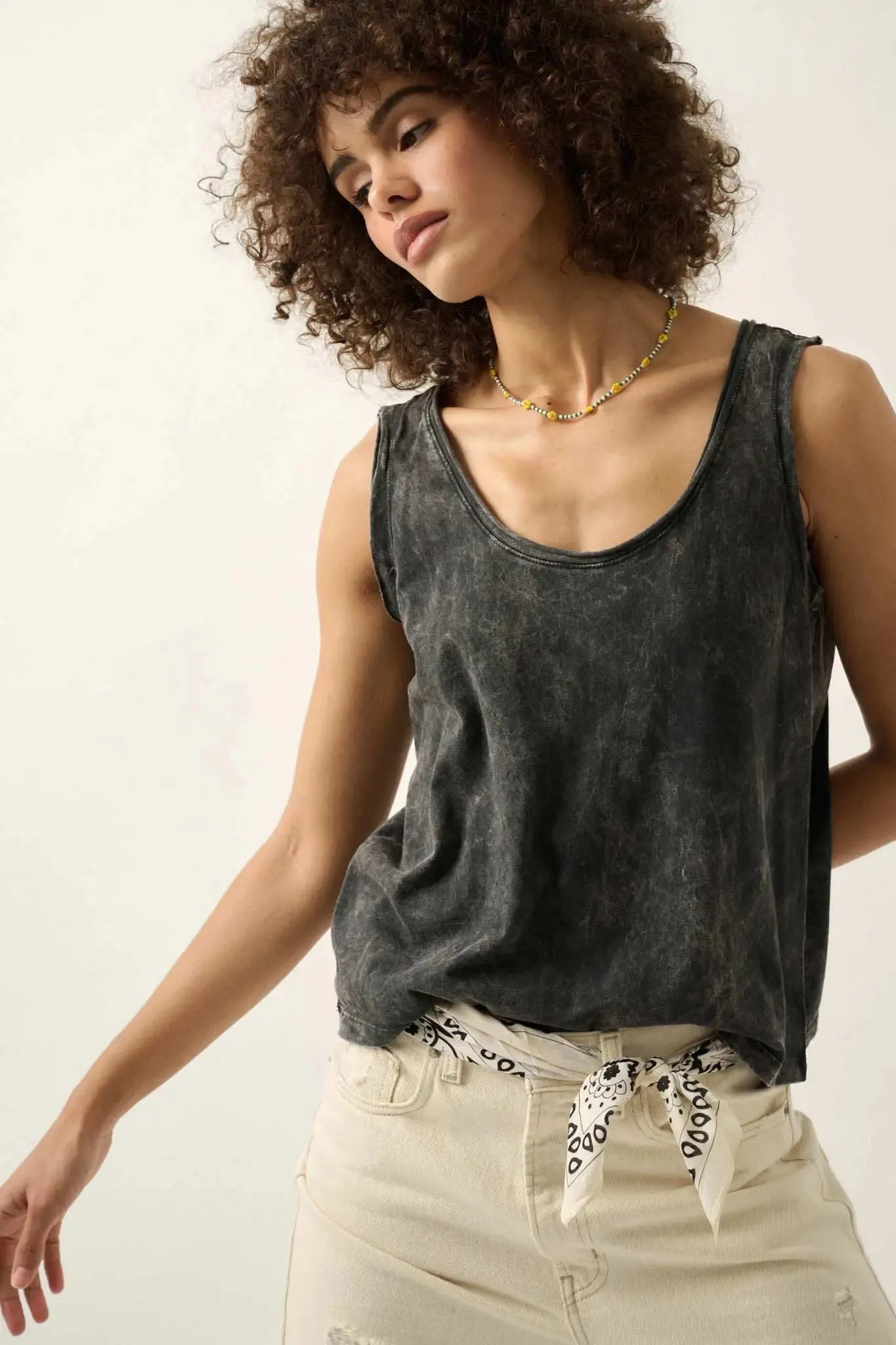 Tanks a Lot Vintage-Wash Raw-Edge Tank Top sold by Promesa product image thumbnail 5