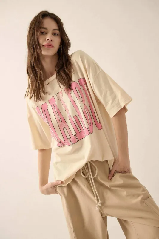 Malibu Distressed Oversize Graphic Tee sold by Promesa