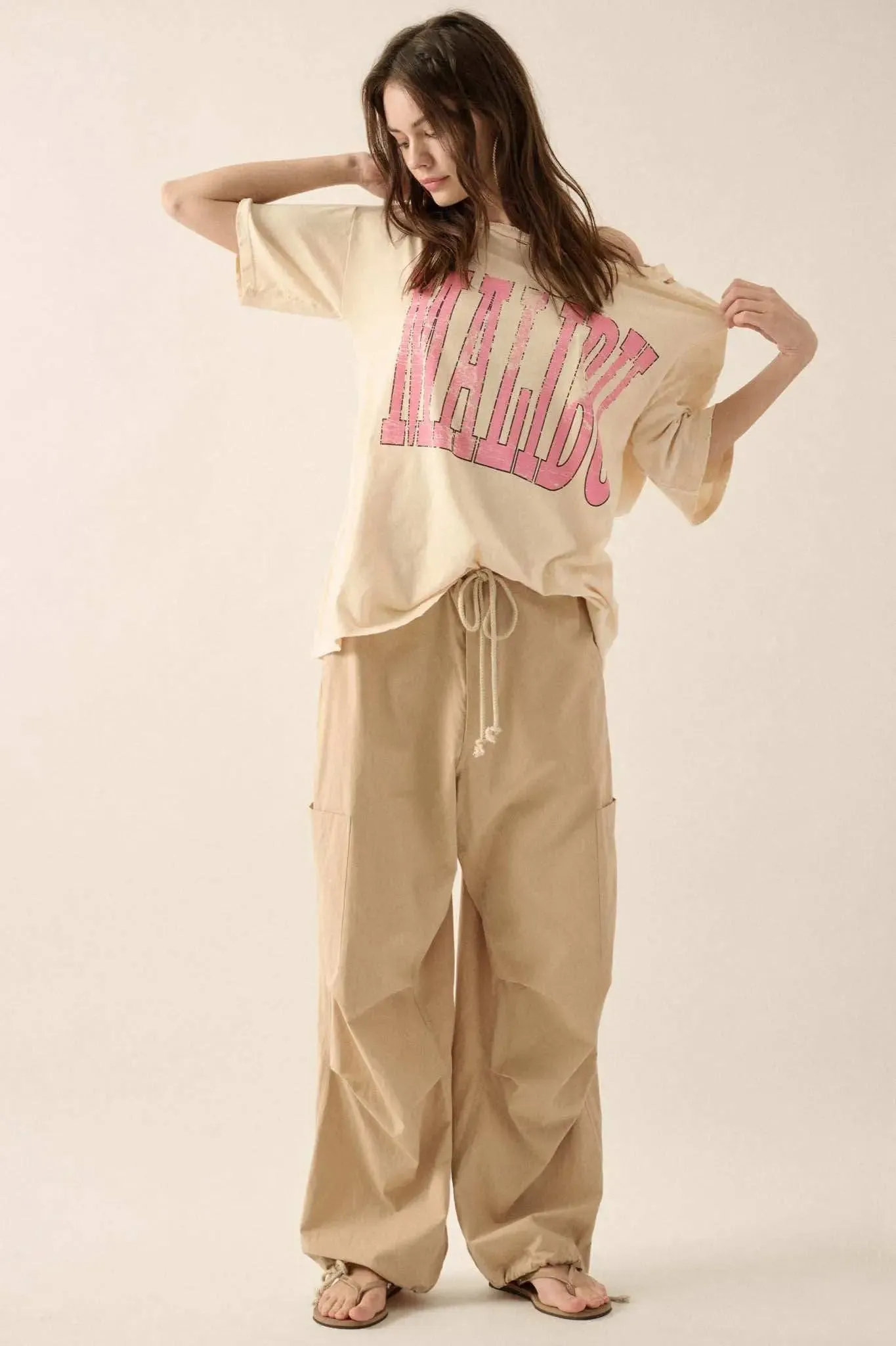 Malibu Distressed Oversize Graphic Tee sold by Promesa product image thumbnail 3