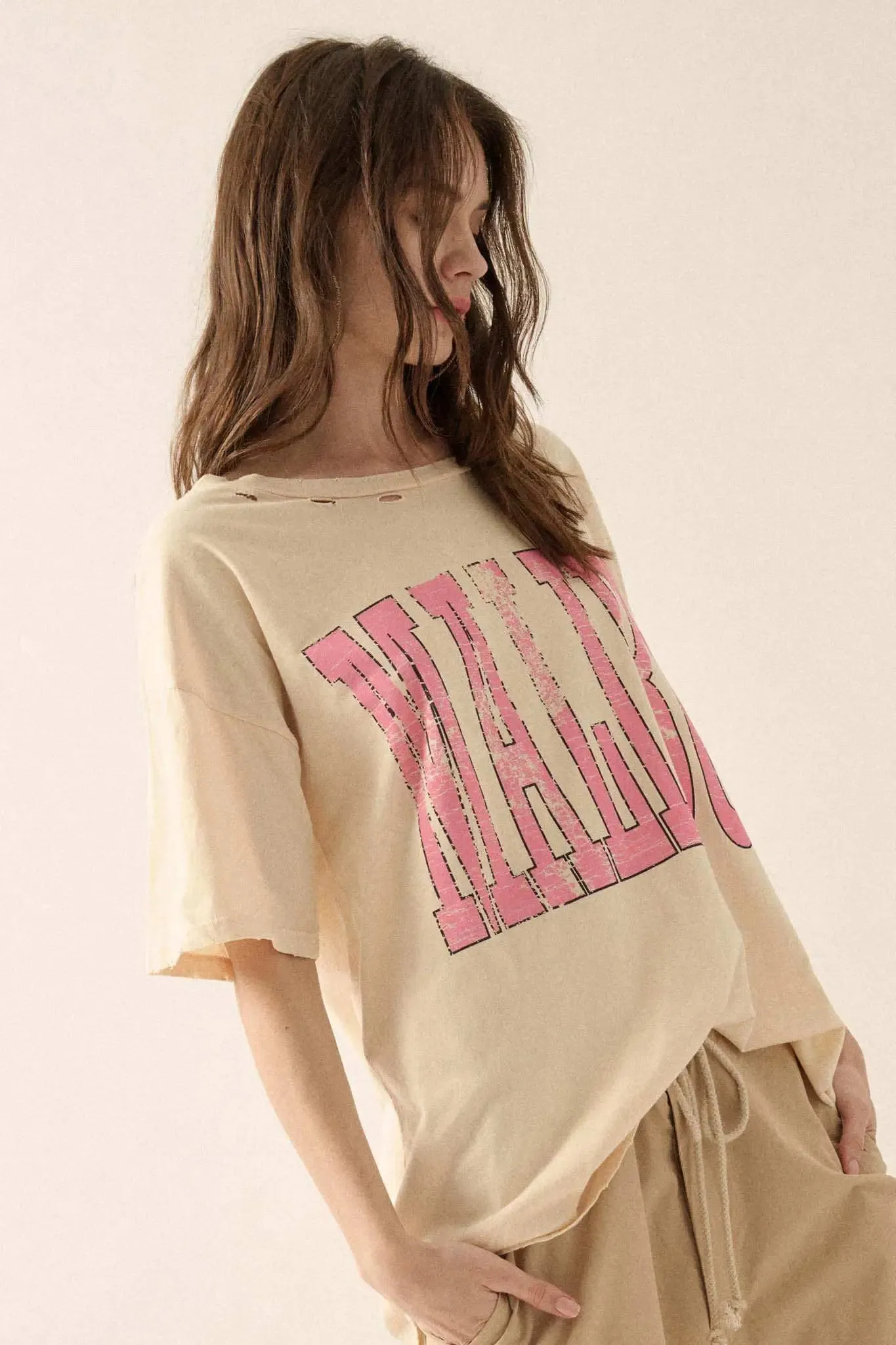 Malibu Distressed Oversize Graphic Tee sold by Promesa product image thumbnail 5