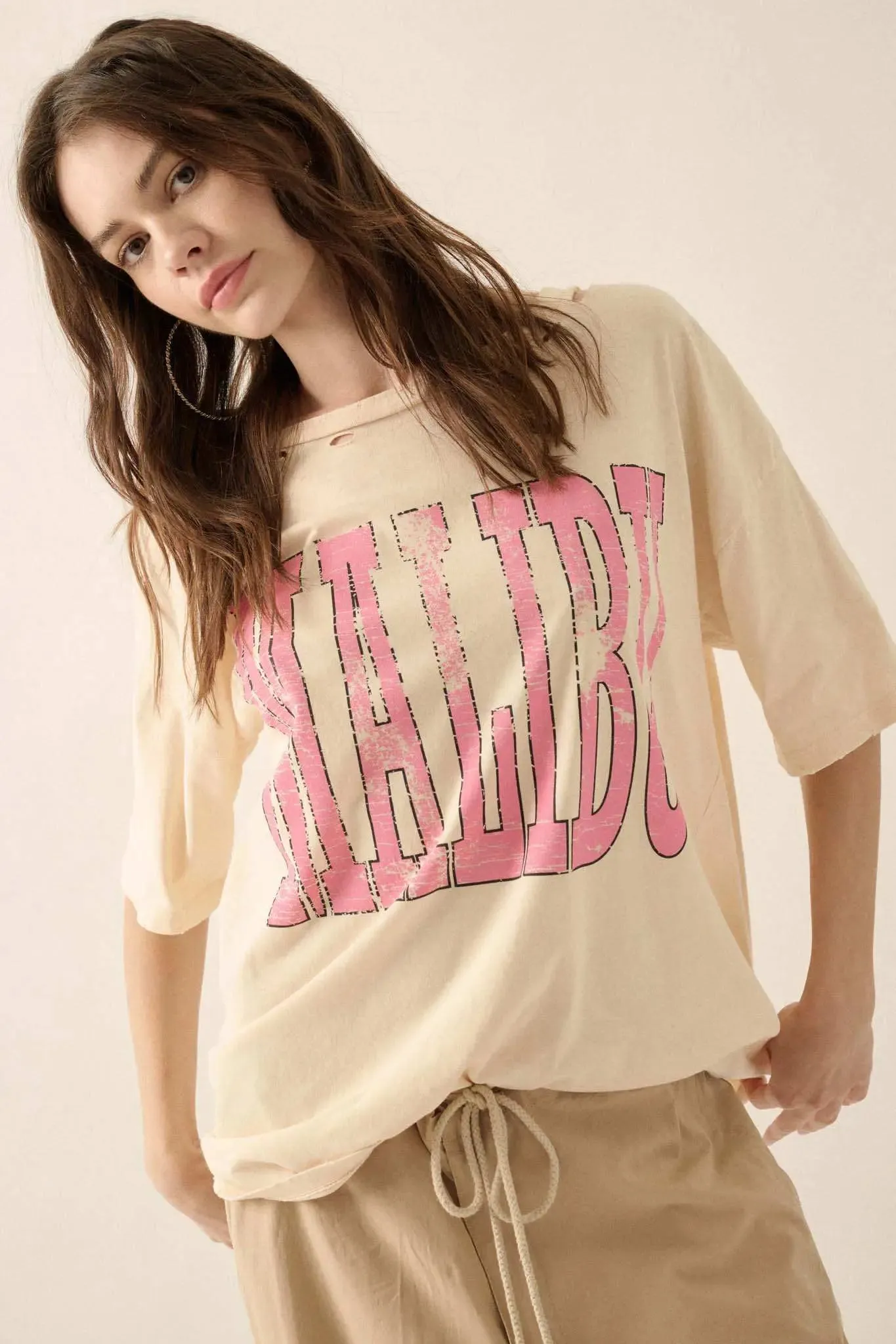 Malibu Distressed Oversize Graphic Tee sold by Promesa product image thumbnail 4