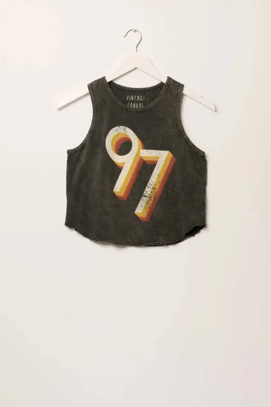 97 Vintage-Wash Lettuce-Edge Graphic Tank Top made by Promesa