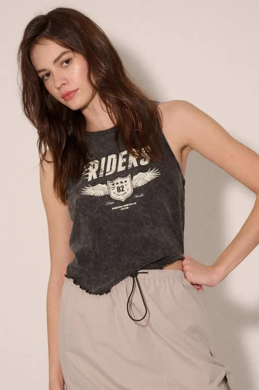Riders Motorcycle Lettuce-Edge Graphic Tank Top sold by Promesa