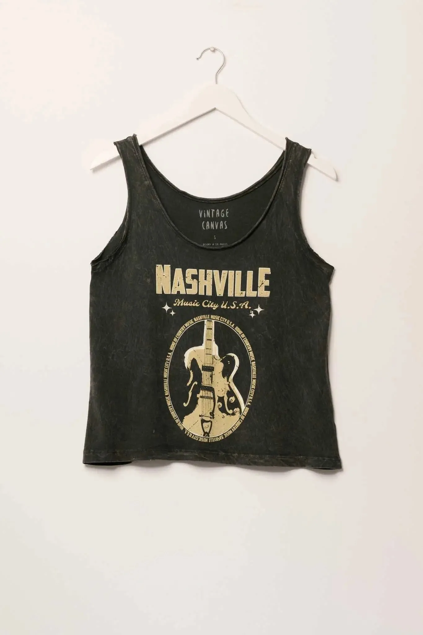 Nashville Guitar Raw-Edge Graphic Tank Top sold by Promesa