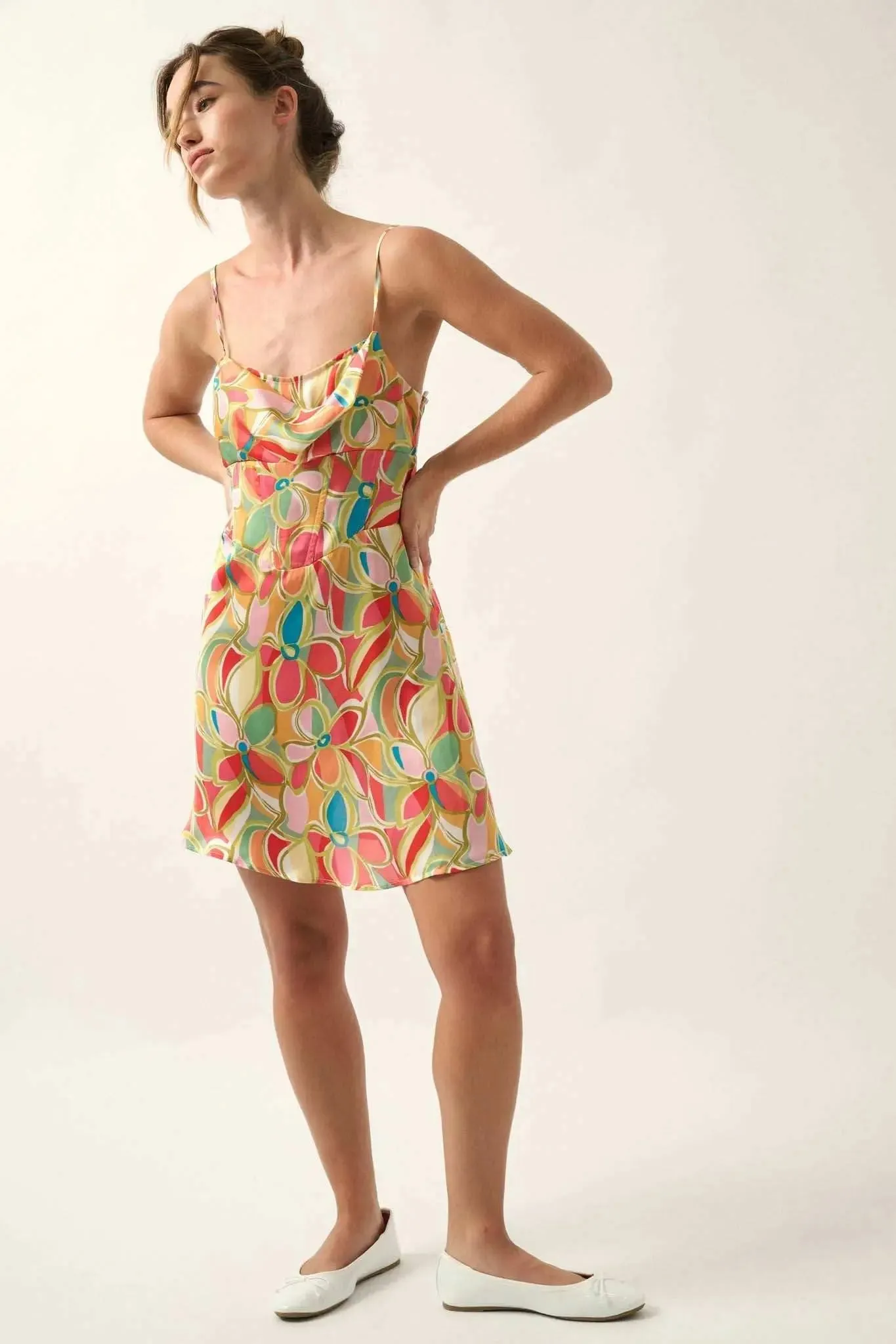 Dream of Me Floral Satin Corset Mini Dress sold by Promesa product image thumbnail 5
