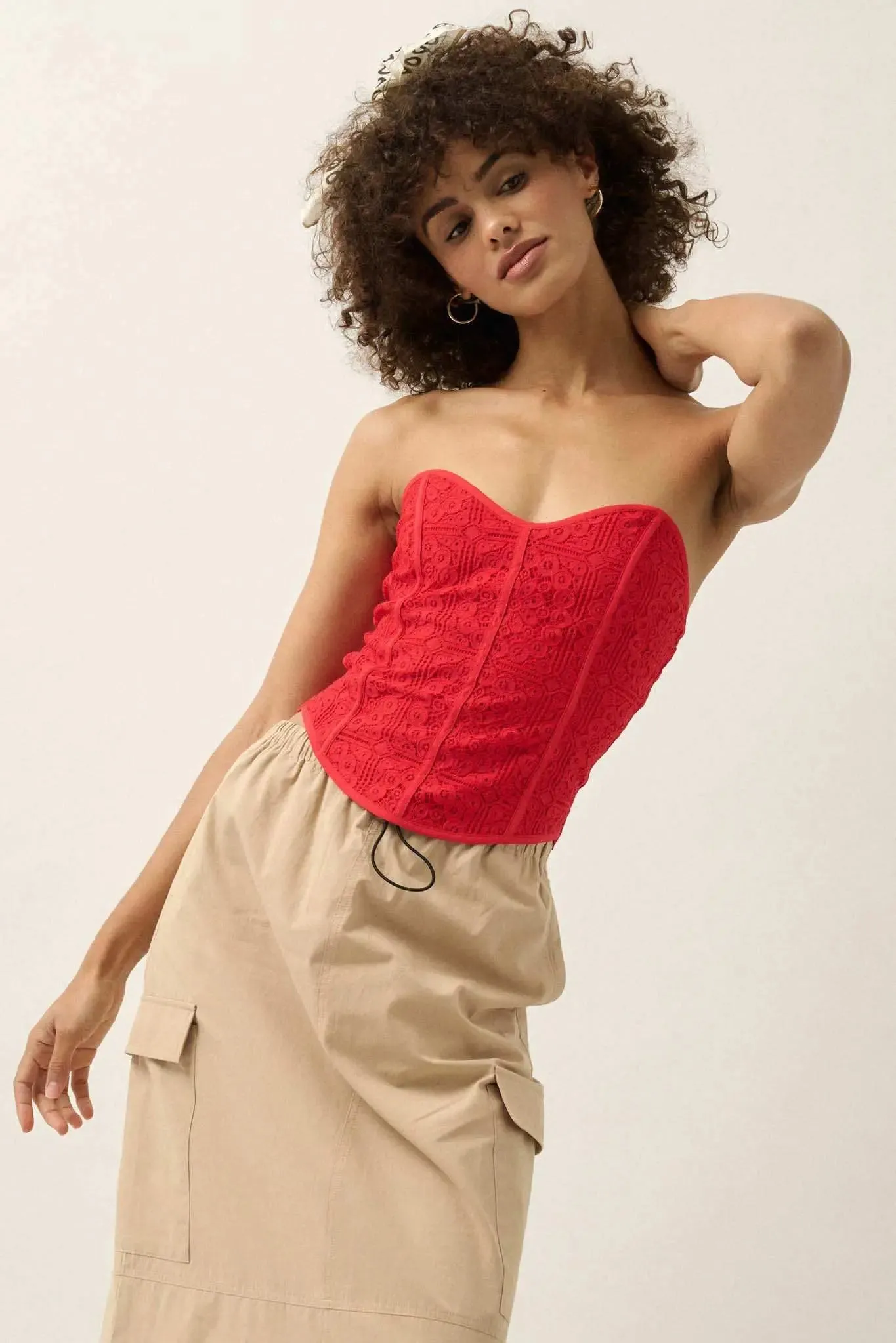 Lace to the Top Strapless Lace Corset Top sold by Promesa product image thumbnail 3