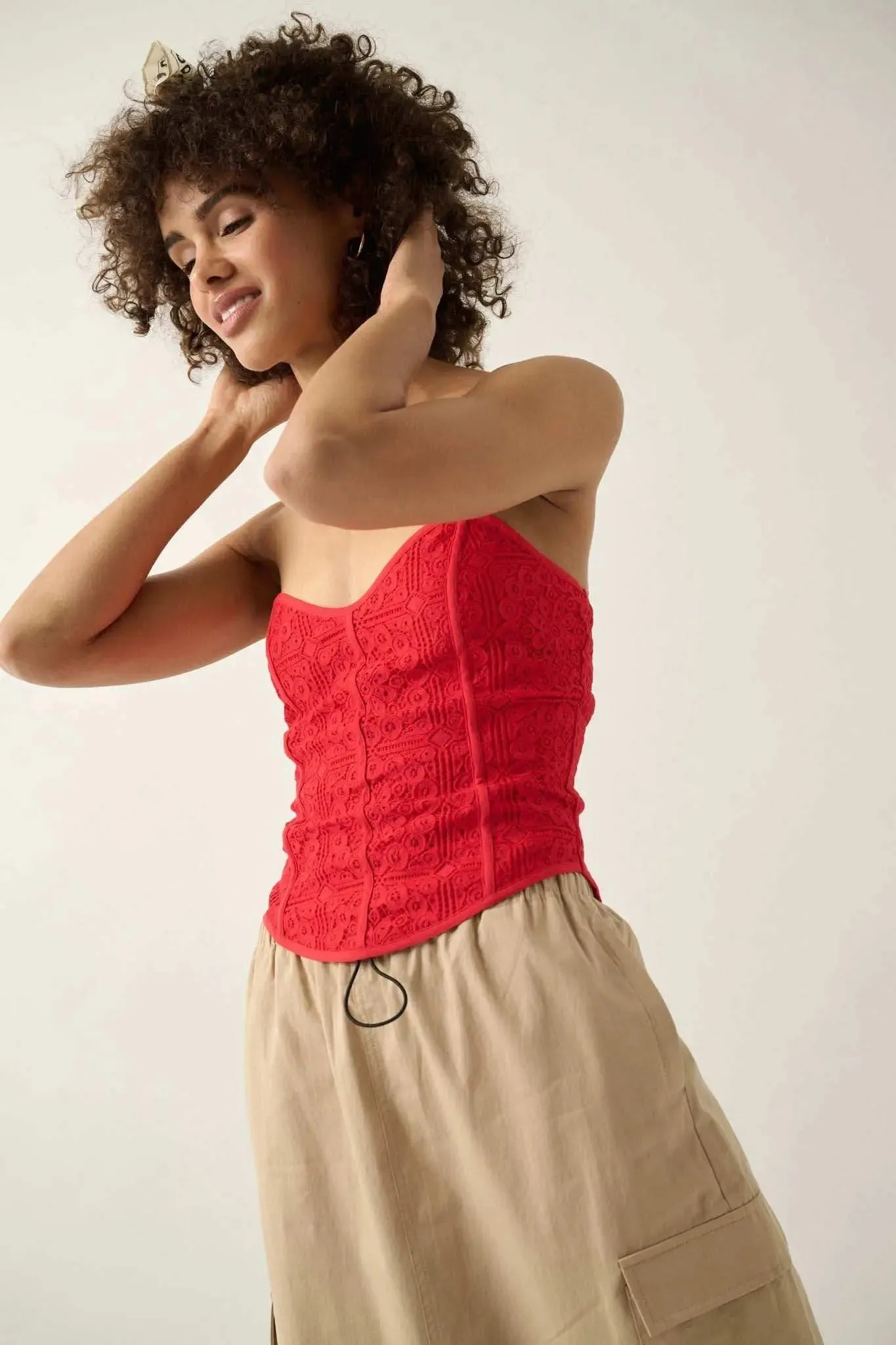 Lace to the Top Strapless Lace Corset Top sold by Promesa product image thumbnail 5